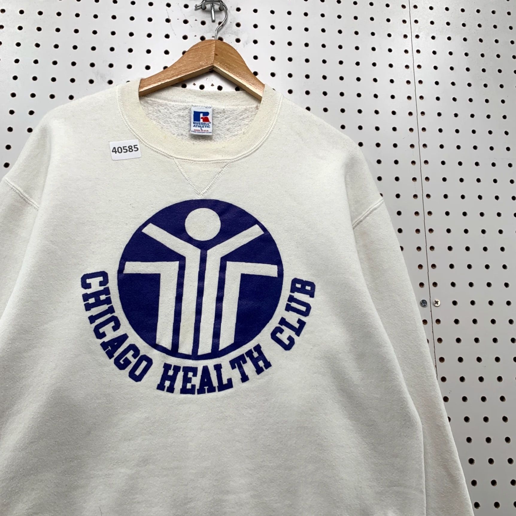 Russell Athletic VINTAGE Chicago Health Club Crewneck Sweatshirt Mens Large White USA 90s Size US L / EU 52-54 / 3 - 7 Thumbnail