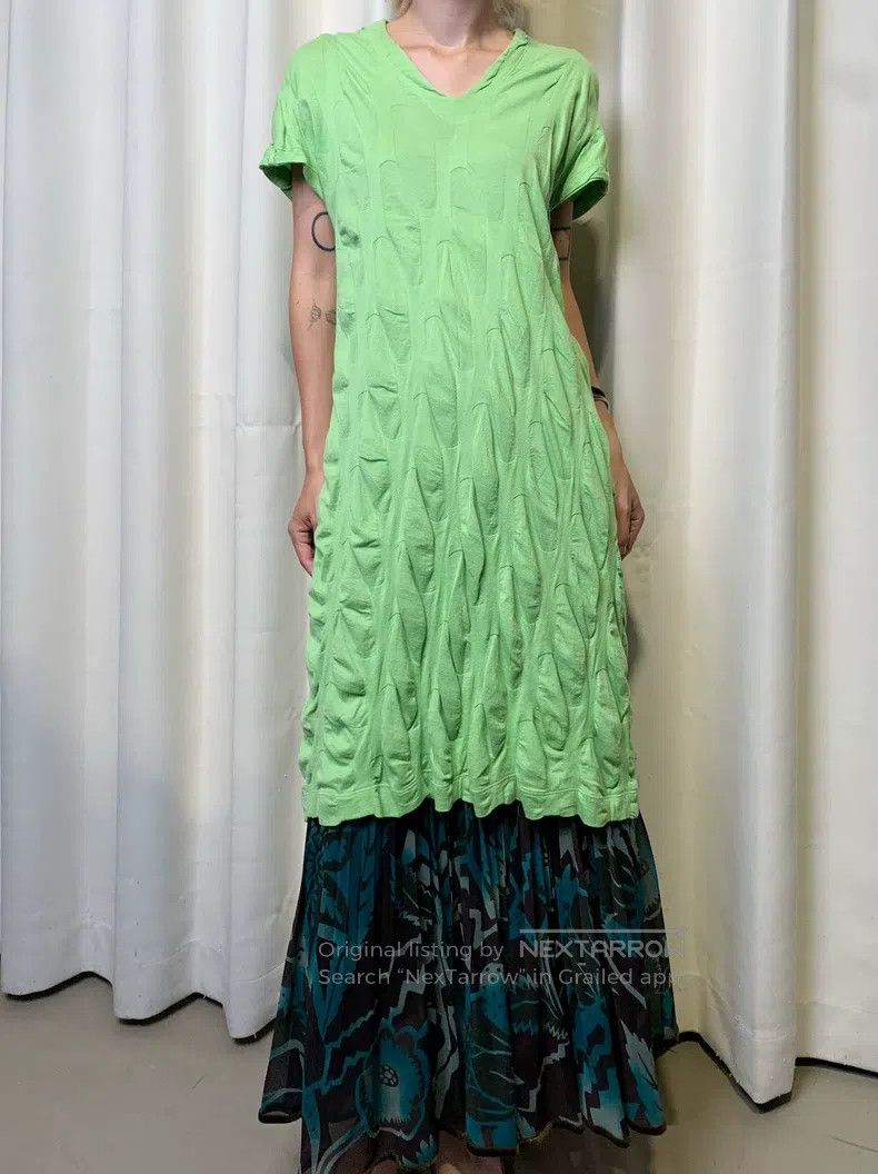 Issey Miyake Issey Miyake Vintage Mint Green Ruched Dress Size M / US 6-8 / IT 42-44 - 2 Thumbnail