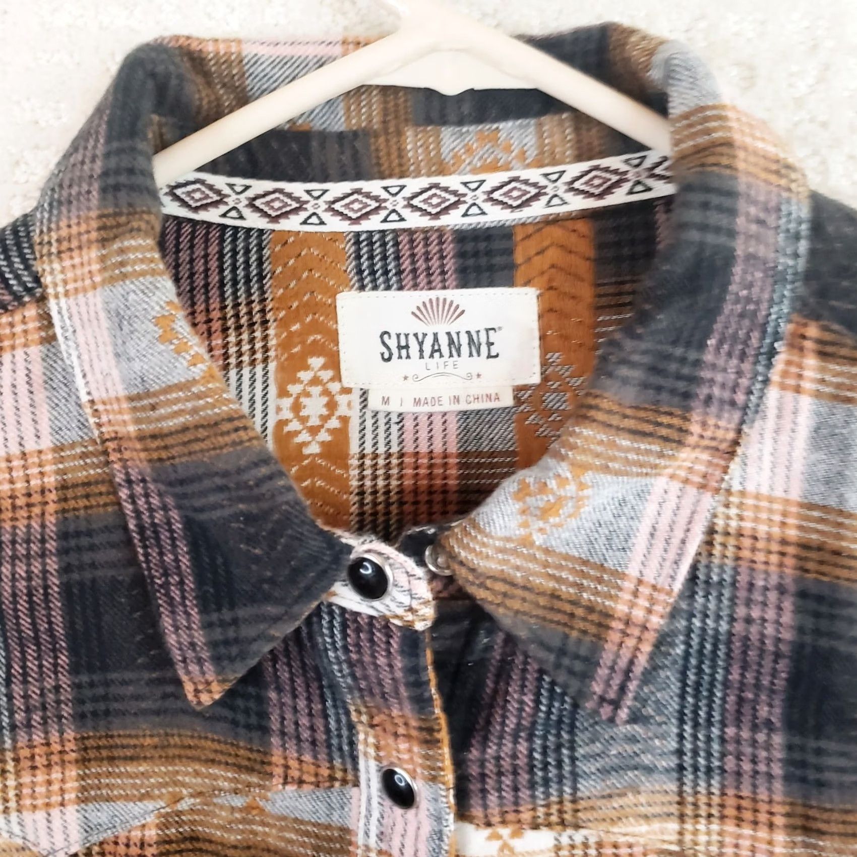 Vintage Shyanne Western Flannel Shirt Womens M Brown Plaid Pearl Snap Long Sleeve Size M / US 6-8 / IT 42-44 - 6 Thumbnail