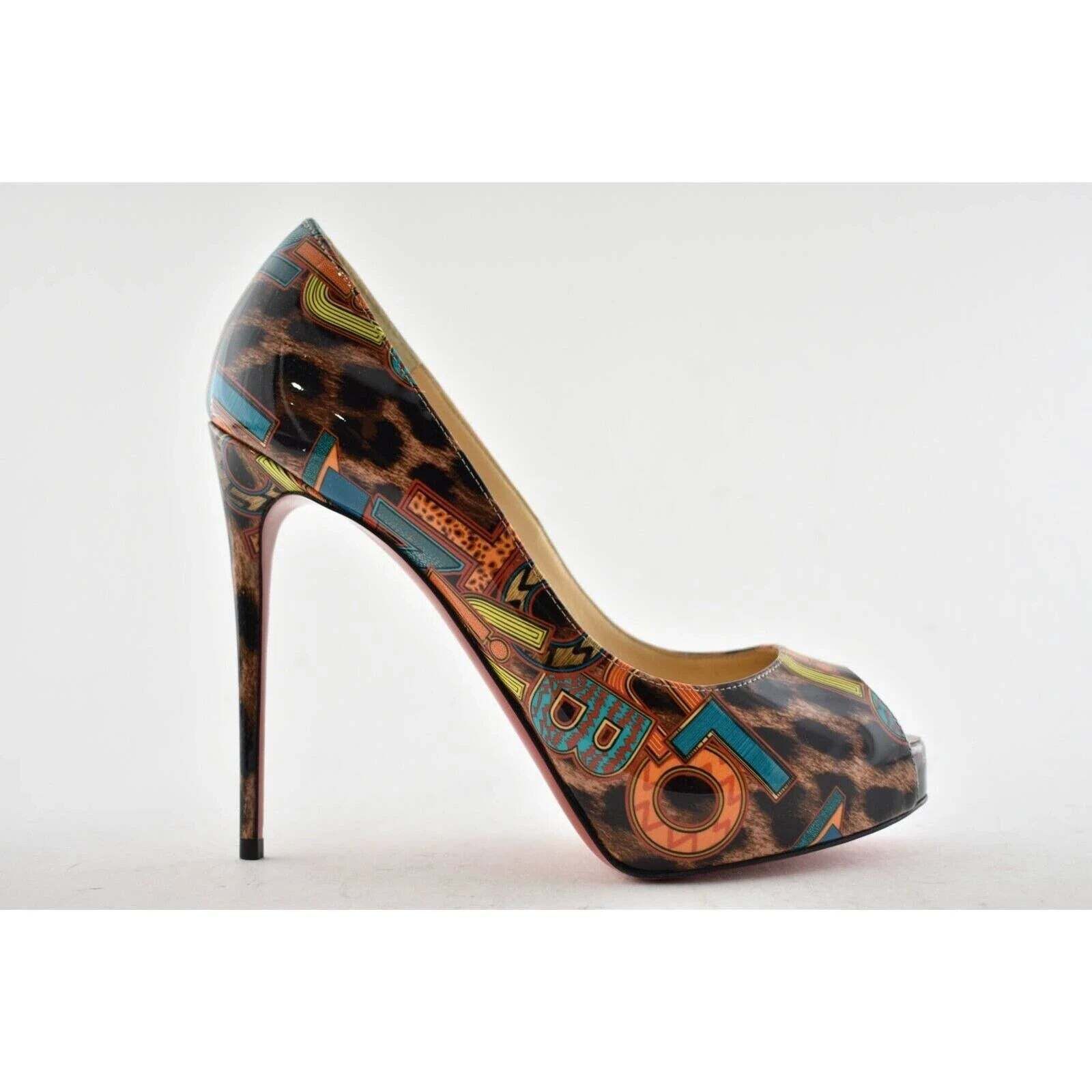 Christian Louboutin New Very Prive 120 Black Brown Leopard Patent Heel Pump 37.5 Size US 7.5 / IT 37.5 - 2 Thumbnail