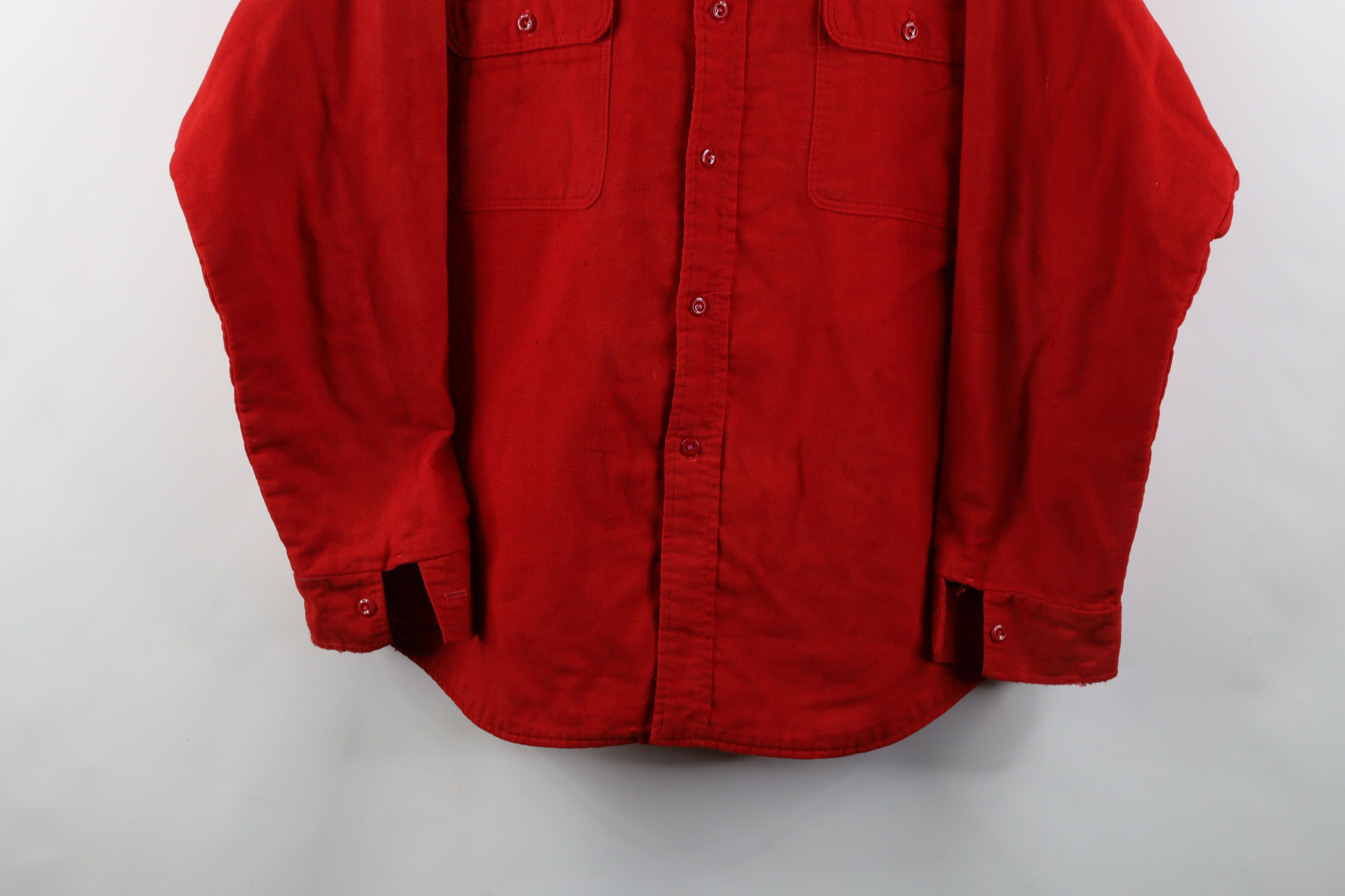 Vintage Vintage 70s Streetwear Quilted Button Shirt Jacket Red USA Size US L / EU 52-54 / 3 - 3 Thumbnail