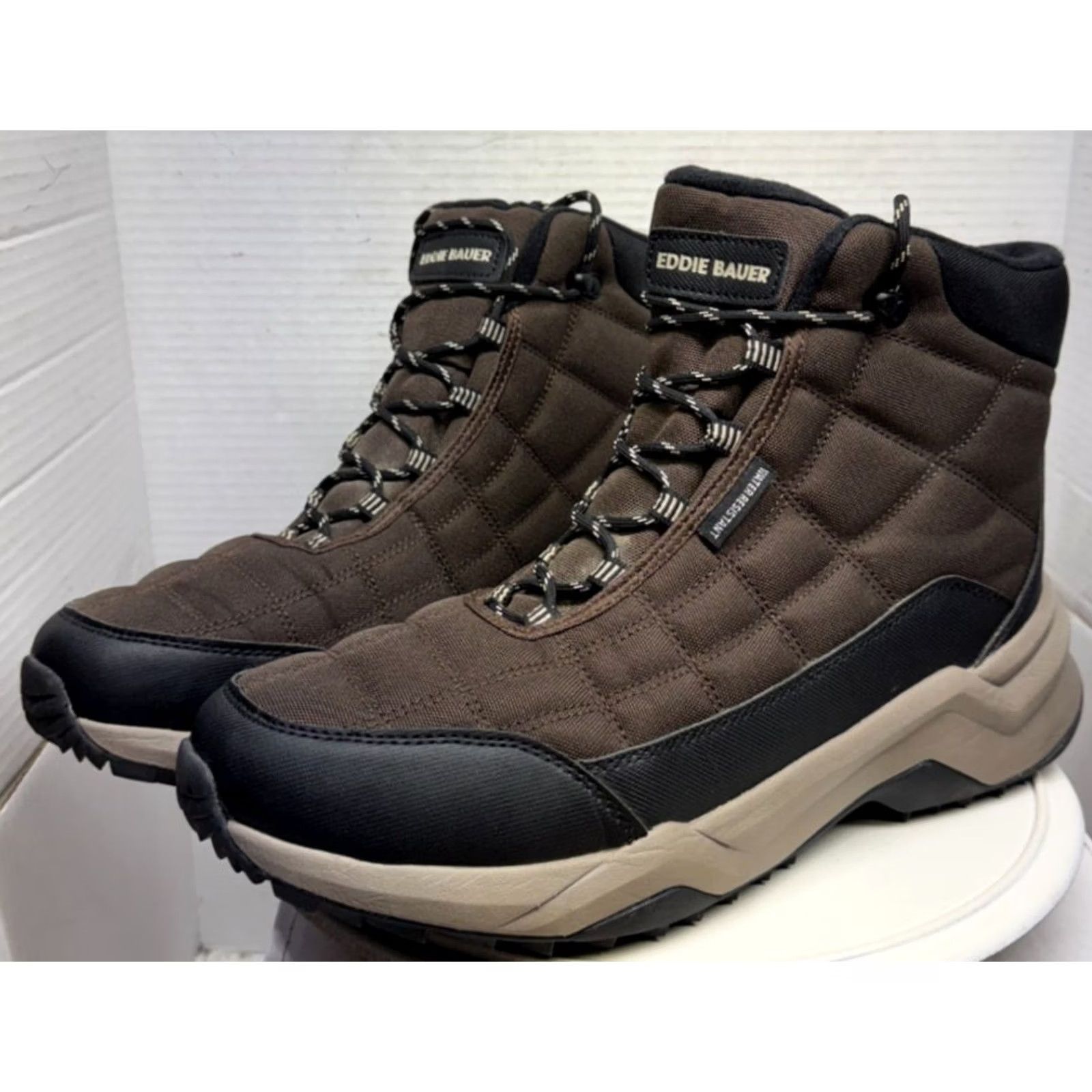 Eddie Bauer Boot Mens 12M Brown Black Hosmer Track Quilted  display picture 3