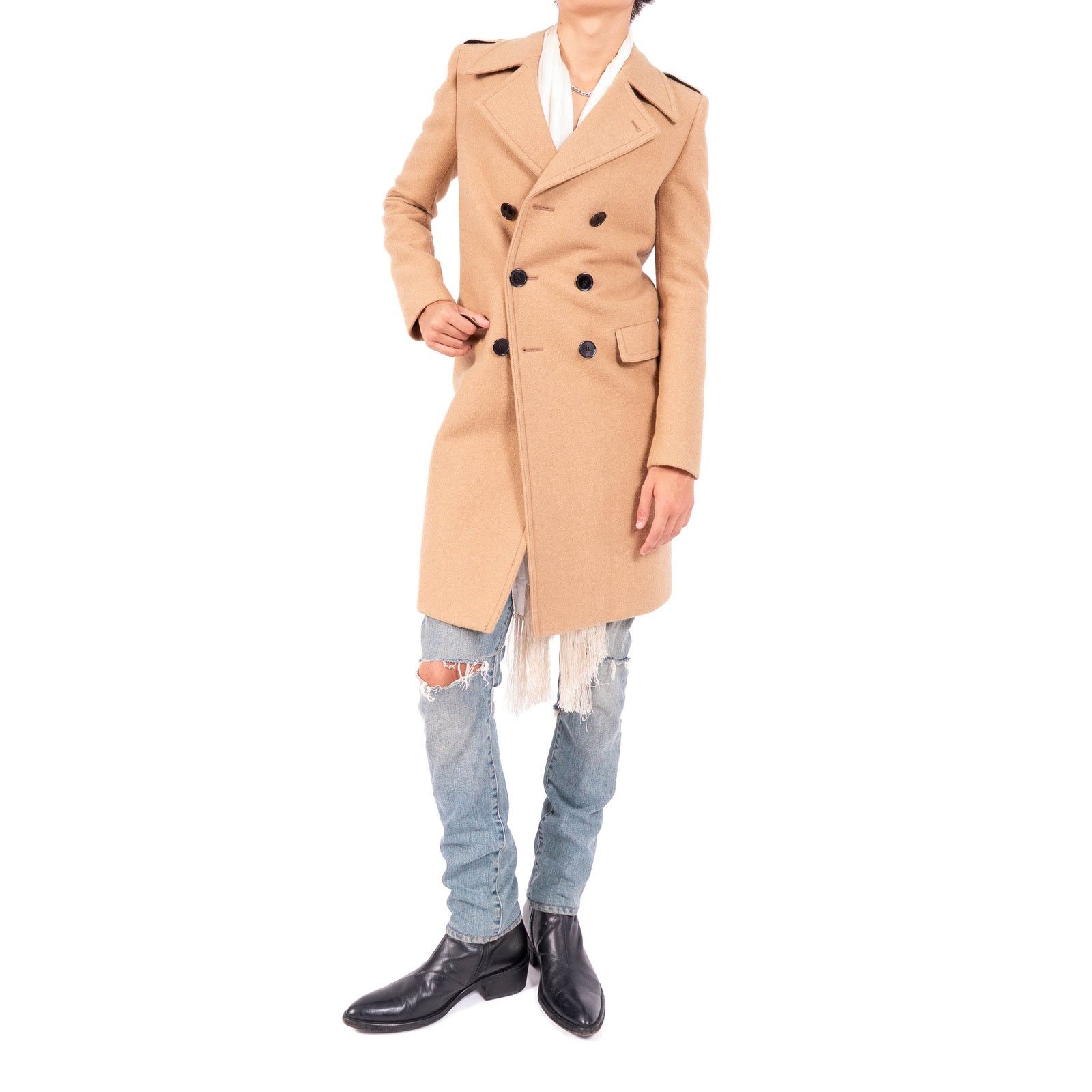 Saint Laurent Paris FW16 Double Breasted Coat in Camel Wool Size US XS / EU 42 / 0 - 6 Thumbnail