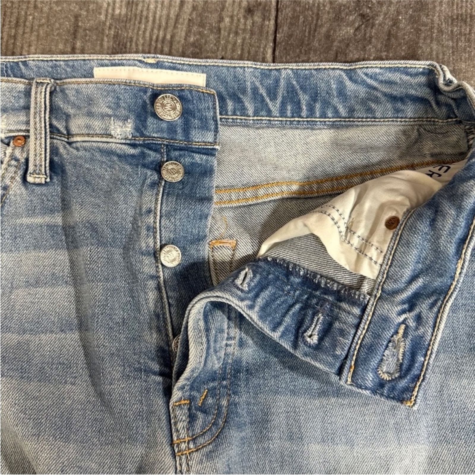 MOTHER MOTHER $258 The Tomcat Distressed Straight Leg Jeans size 32 Size 32" / US 10 / IT 46 - 11 Thumbnail