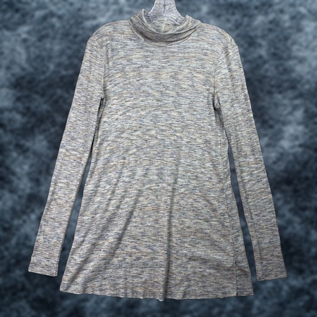 Free People We The Free Womens Tunic Shirt S Multicolor Heathered Turtleneck Split Back Bohemian Regular Size S Womens Size S / US 4 / IT 40 - 1 Thumbnail