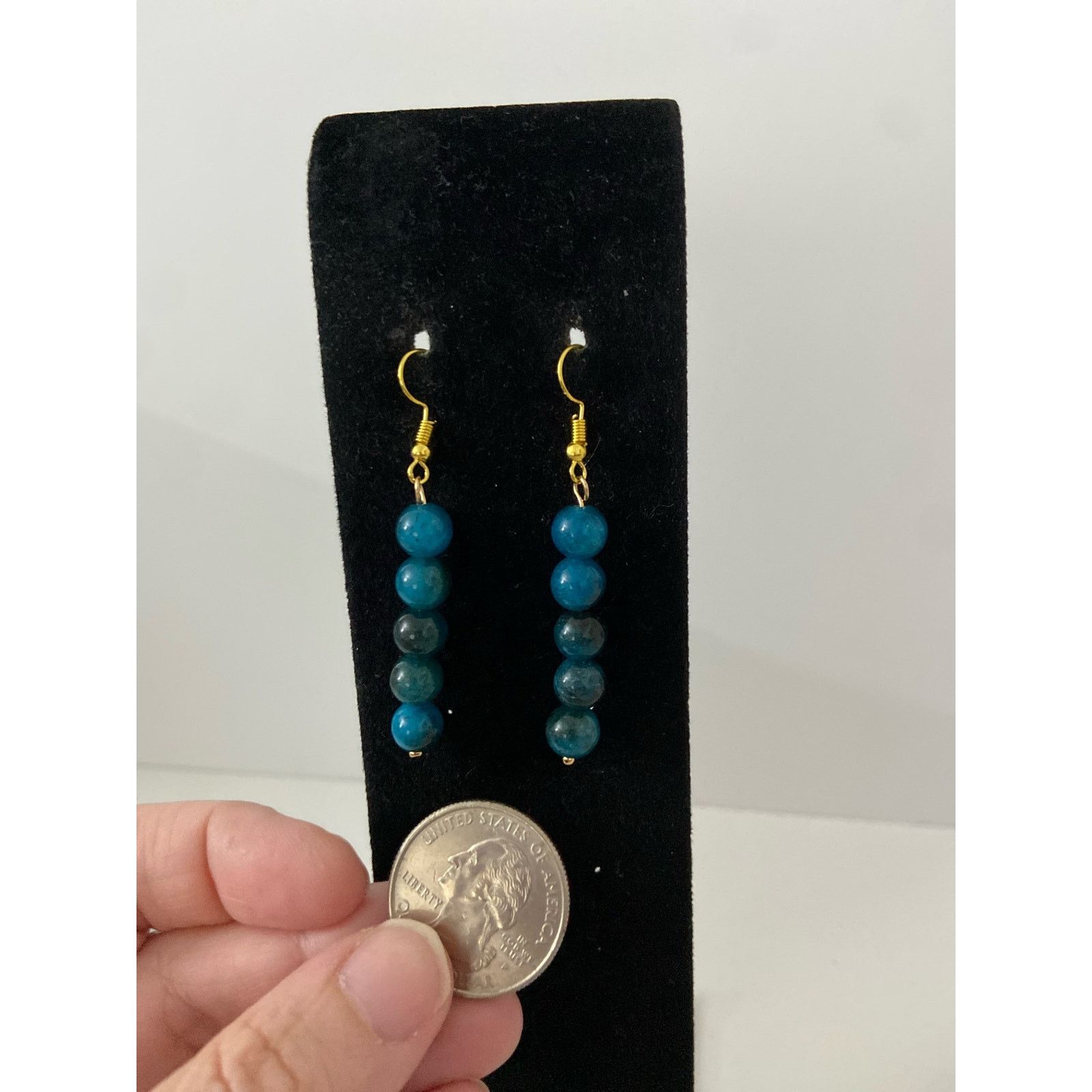 Handmade Handmade blue apatite bead earrings Size ONE SIZE - 2 Thumbnail