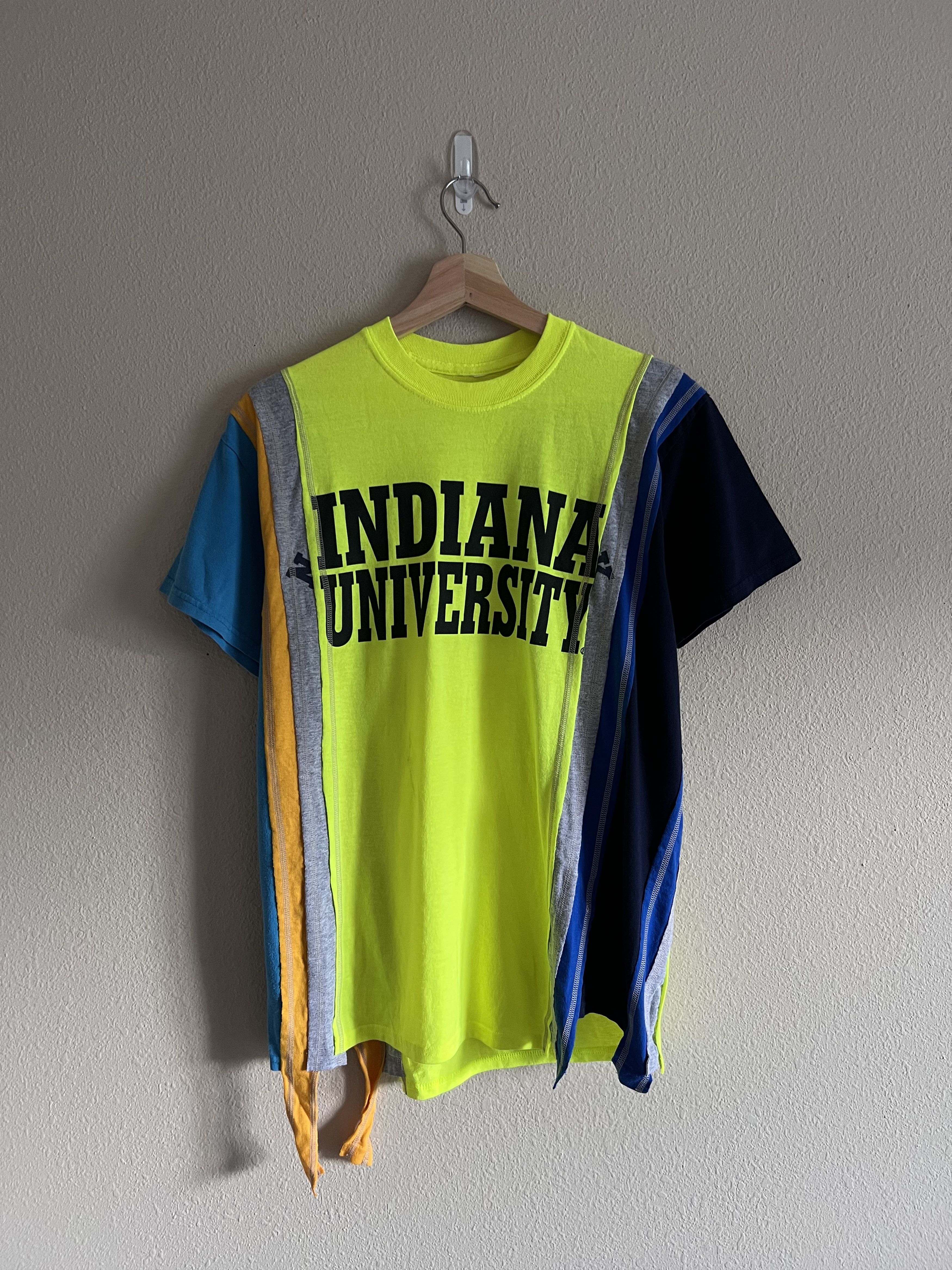 image of Needles Rebuild 7 Cuts Tee Indiana University in Neon Yellow, Men's (Size Small)