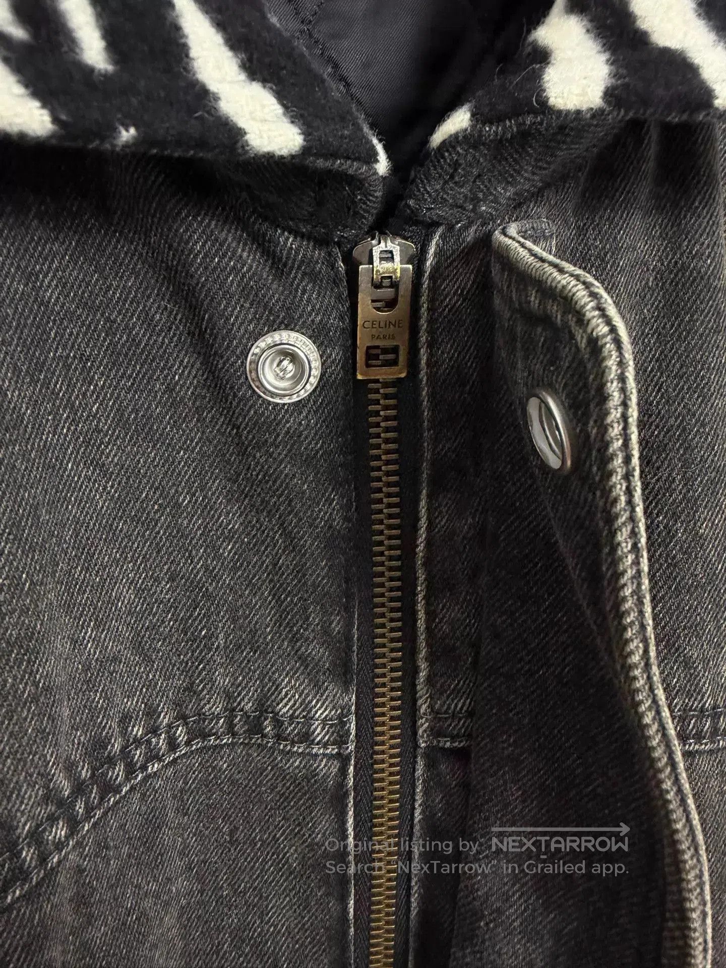 Celine Gray Denim Jacket with Zebra Print Accents. Size US M / EU 48-50 / 2 - 5 Thumbnail