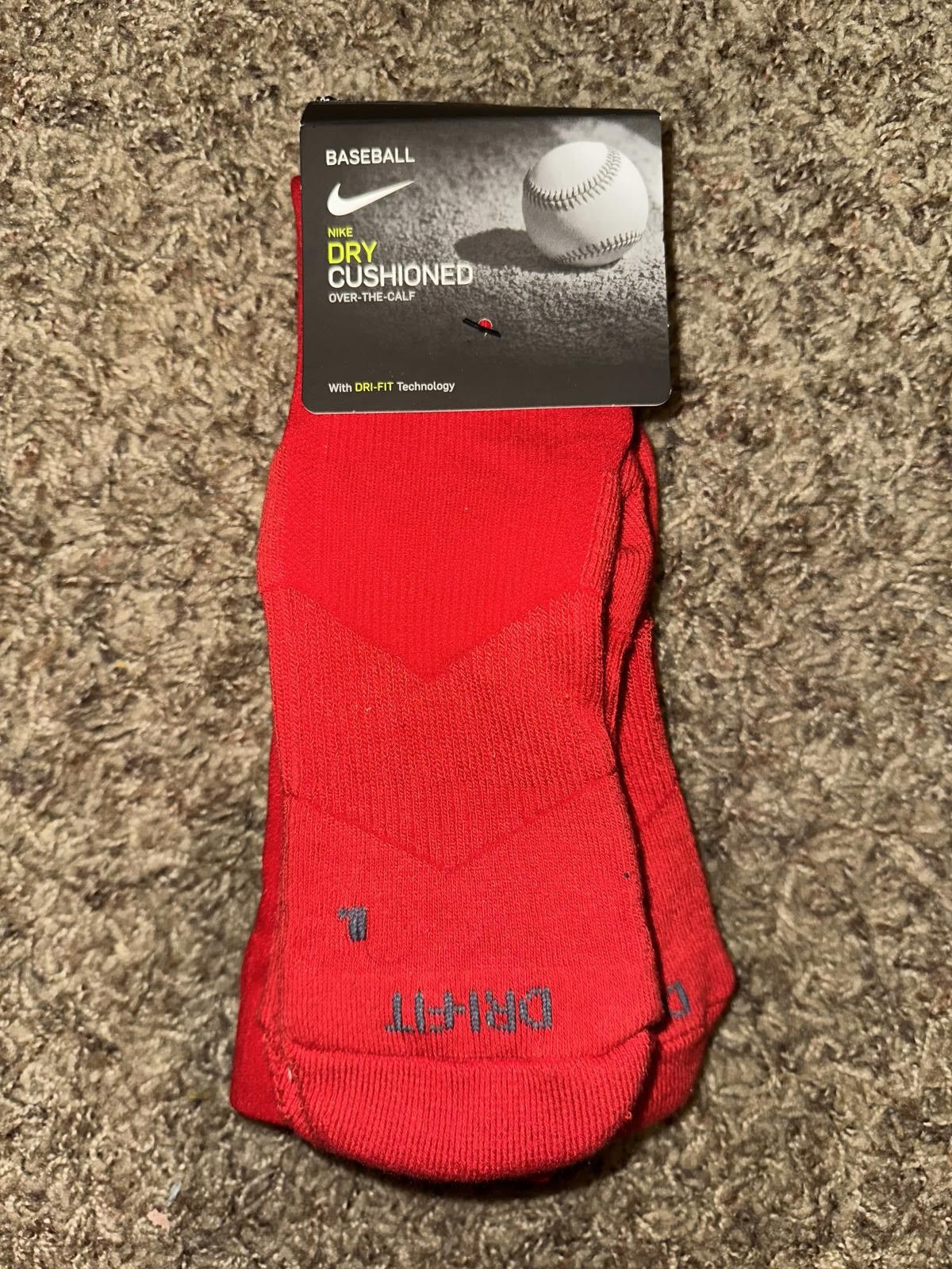 Nike Nike Dry Cushioned OTC Baseball Red Socks Size ONE SIZE - 1 Thumbnail