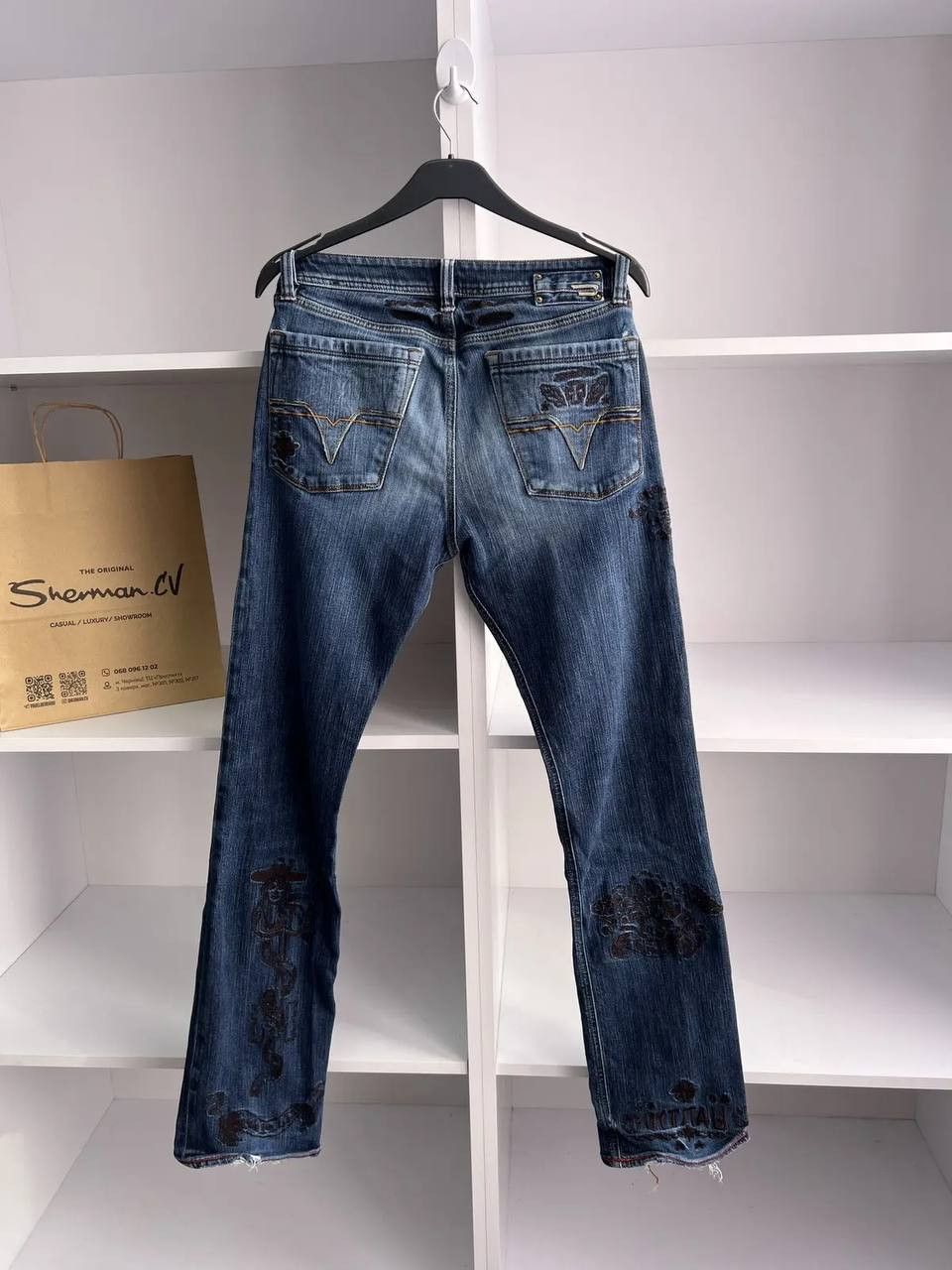 Designer × Diesel × Vintage RARE Y2K Criminal Bandit Embroidered Tattoo Denim Jeans Size US 32 / EU 48 - 10 Thumbnail