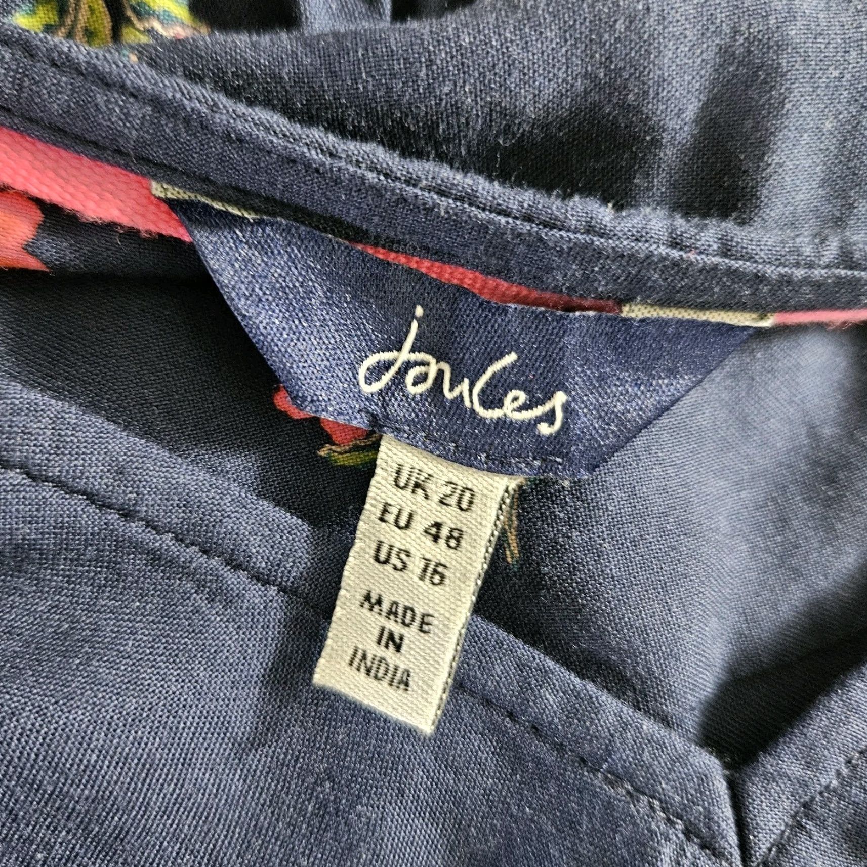 Vintage Joules Womens Dress 16 Floral V-Neck Long Sleeve Midi Viscose Blue Pink A-Line Womens Size XXL / US 16-18 / IT 52-54 - 6 Thumbnail