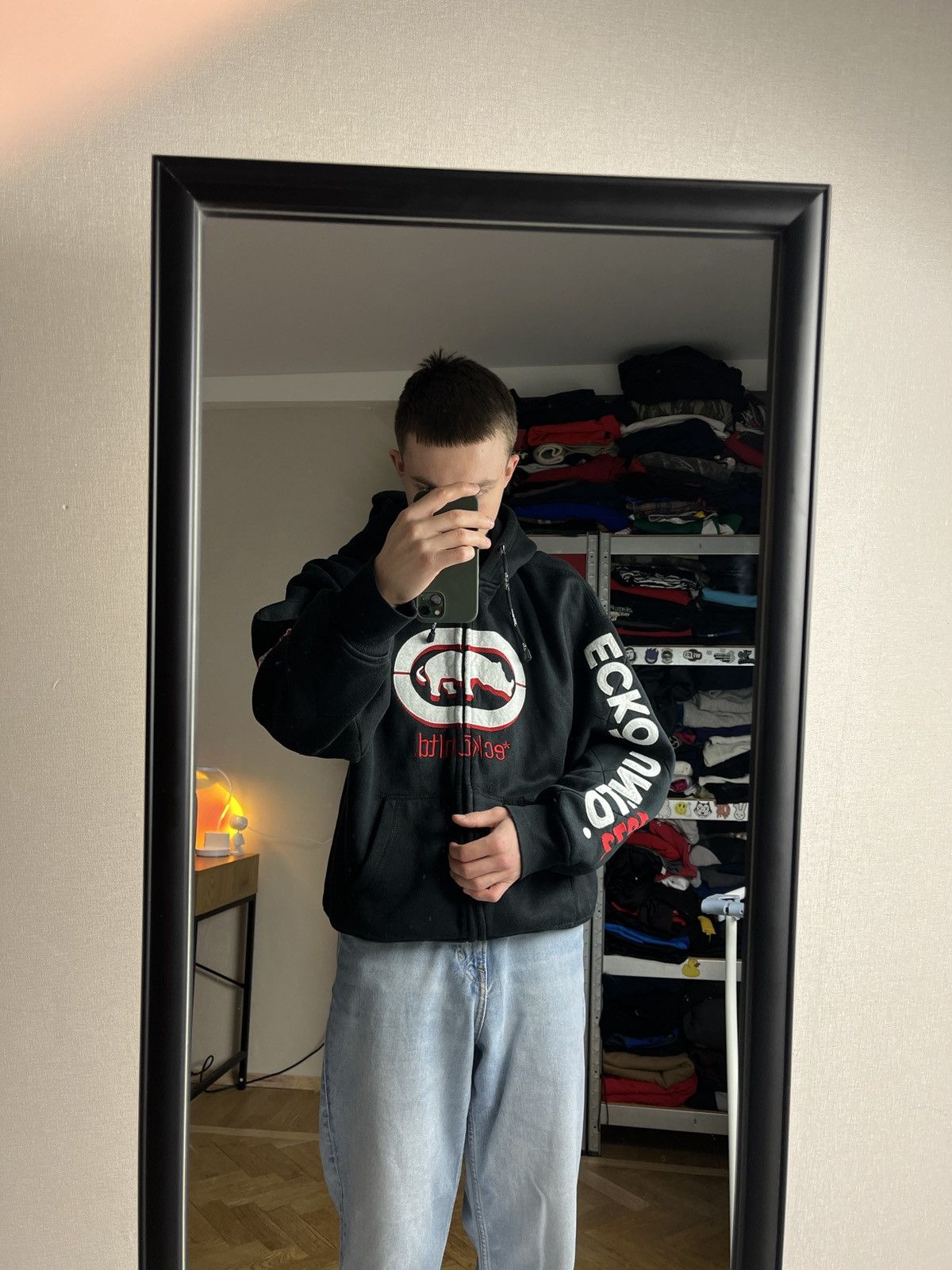 Ecko Unltd. × Vintage Vintage 00s Ecko Unltd Big Logo Embroidered Baggy Zip Hoodie Size US S / EU 44-46 / 1 - 2 Thumbnail