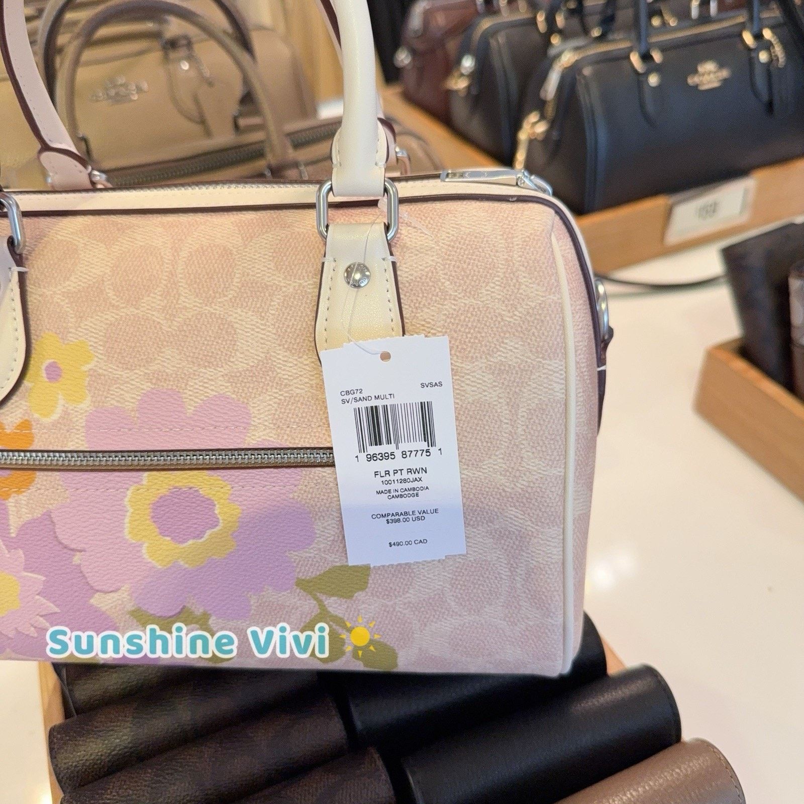 Coach NWT COACH CBG72 Rowan Satchel Bag Floral Silver/Sand Size ONE SIZE - 4 Thumbnail