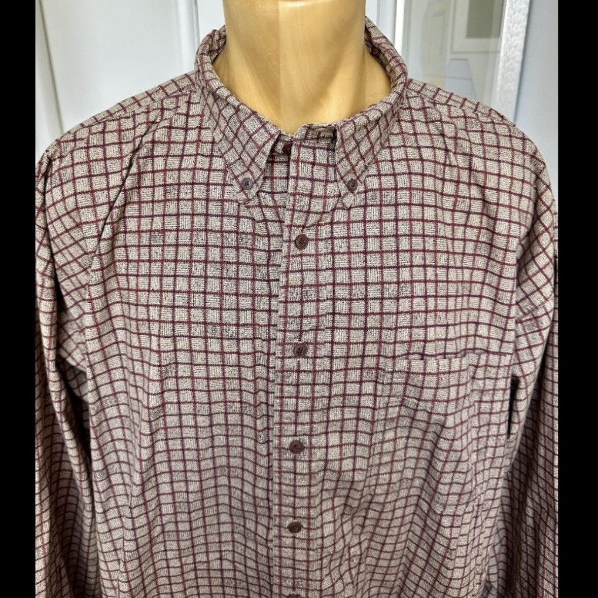 Chaps Ralph Lauren VINTAGE 1990s CHAPS RALPH LAUREN SHIRT MAROON TAN PLAID 2XLT Size US XXL / EU 58 / 5 - 2 Thumbnail