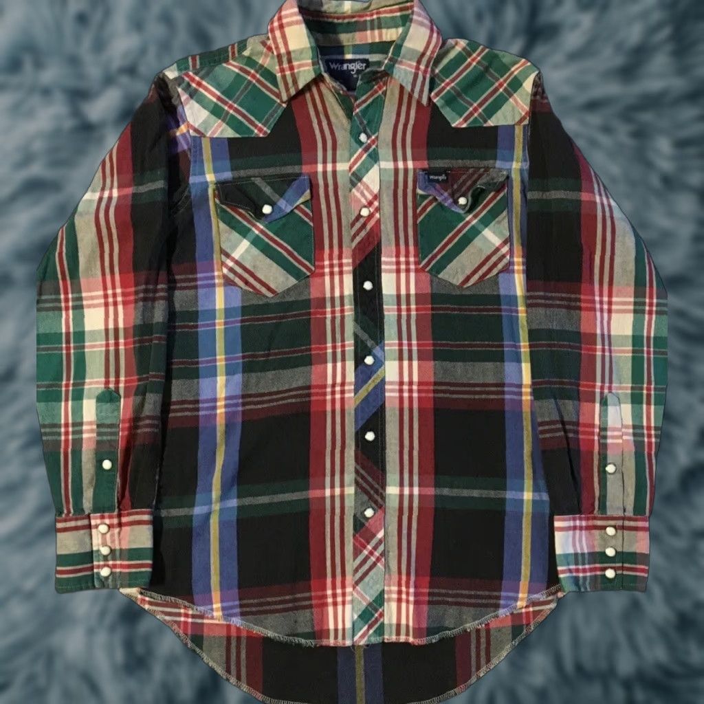 Wrangler VINTAGE Wrangler Shirt Mens M Green Plaid Pearl Snap Button-Up Cowboy Rodeo 80s 90s Grunge Western URL Size US M / EU 48-50 / 2 - 1 Thumbnail