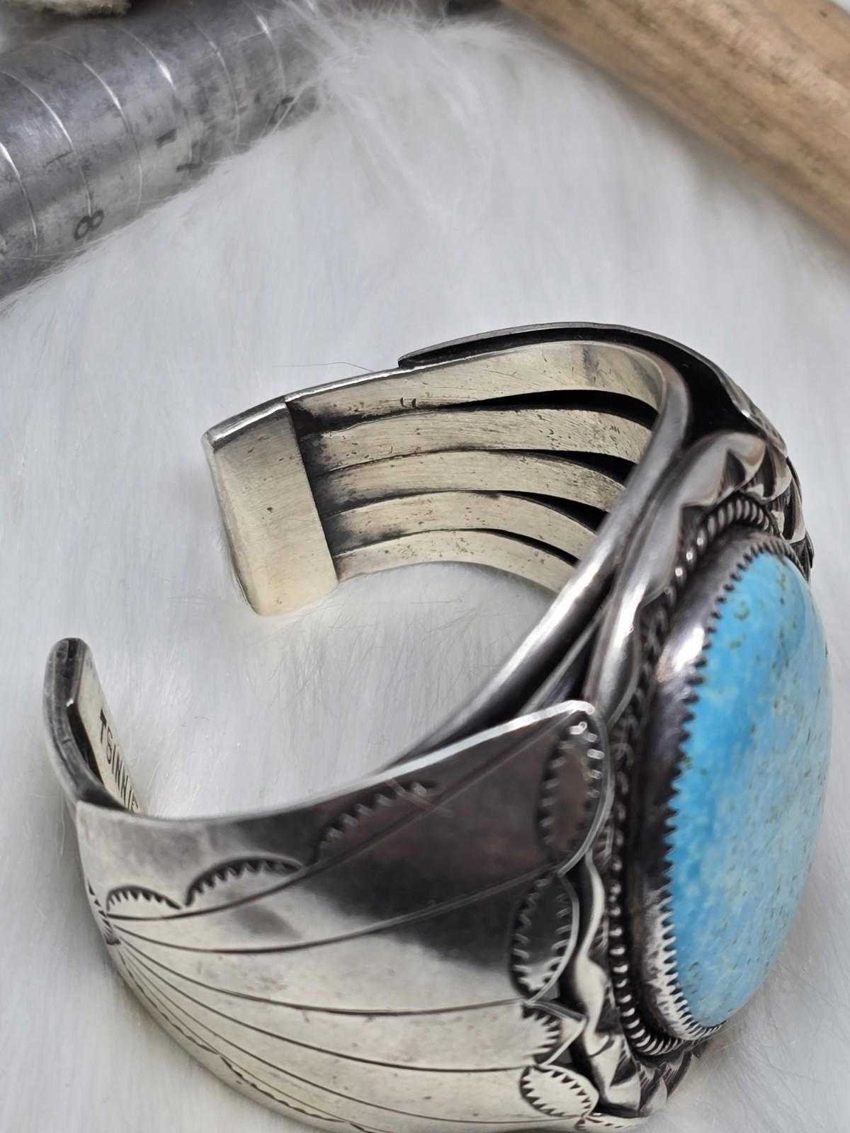 Other Orville Tsinnie Heavy Navajo 925 Silver Turquoise Cuff 100g Size ONE SIZE - 7 Thumbnail