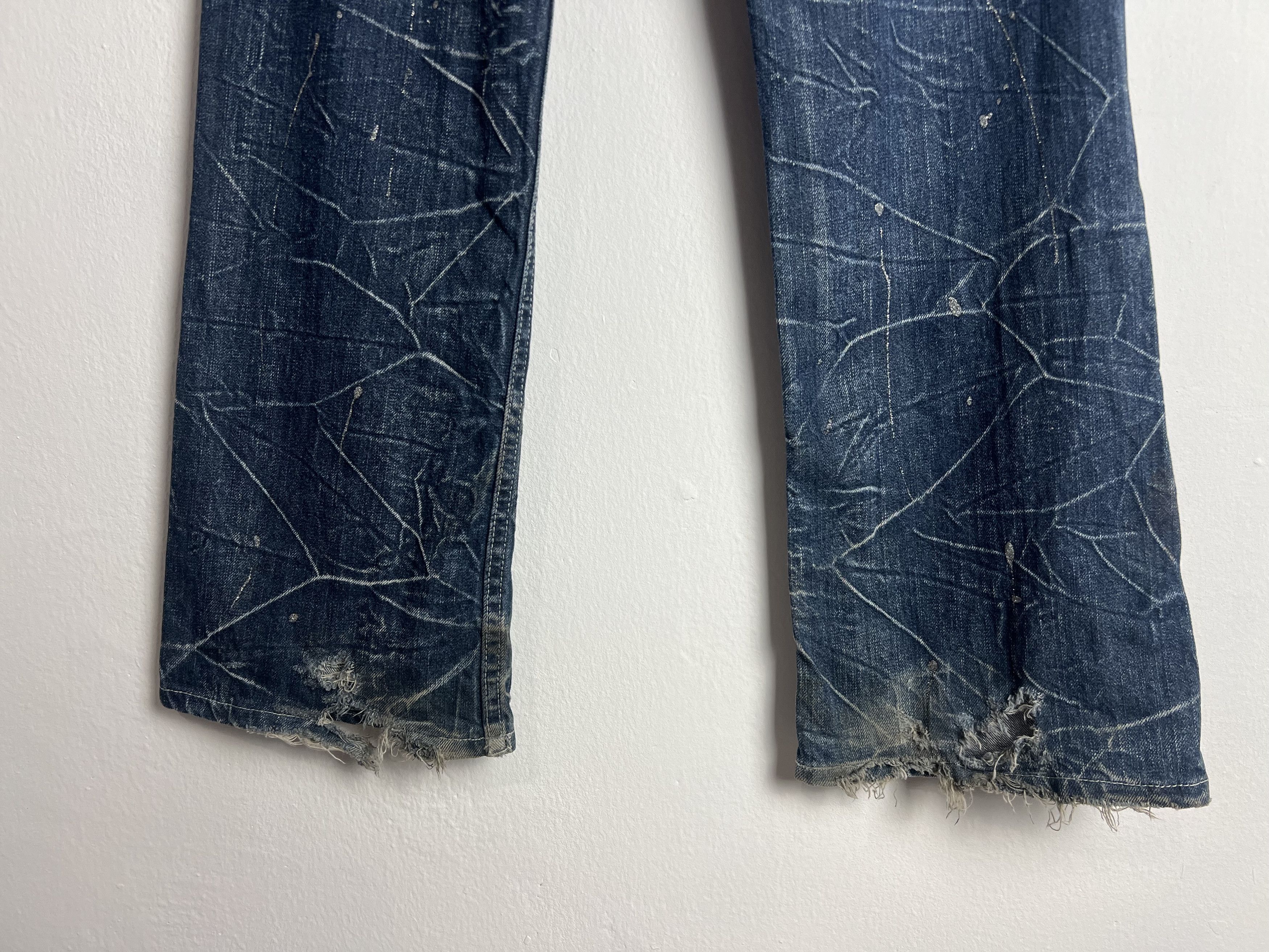 Japanese Brand Nylaus Distressed Denim Paint Splatter Wing Prints Size US 33 - 13 Thumbnail