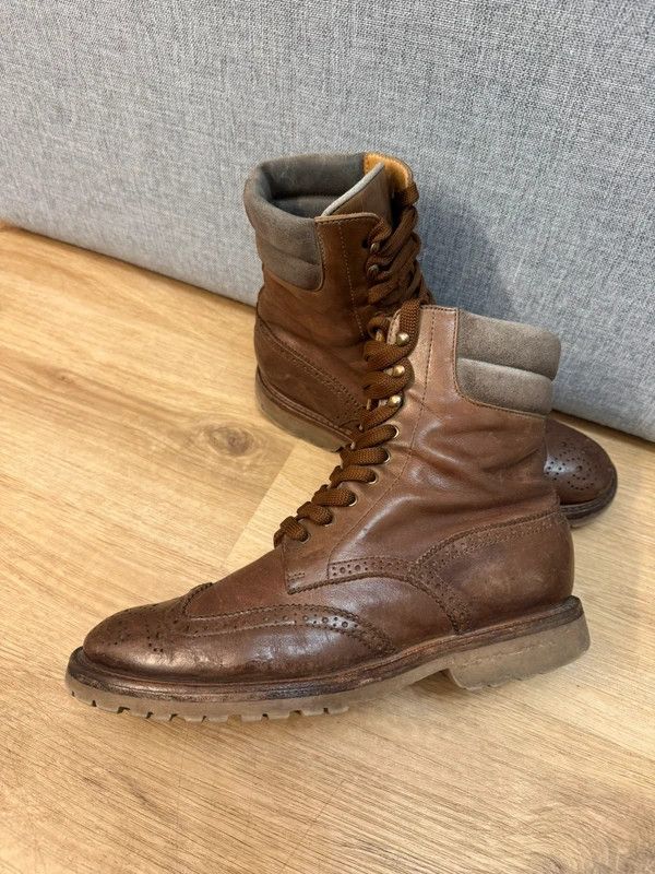 Brunello Cucinelli Brunello Cucinelli Leather Boots Brogue Oxford Vibram 38 Size US 8 / IT 38 - 3 Thumbnail