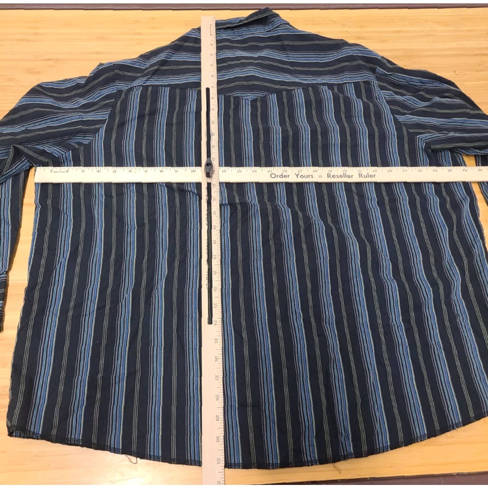 Wrangler Wrangler Shirt Adult Big 2X Black Blue Striped Western Wear Long Sleeve Mens Size US XXL / EU 58 / 5 - 6 Thumbnail