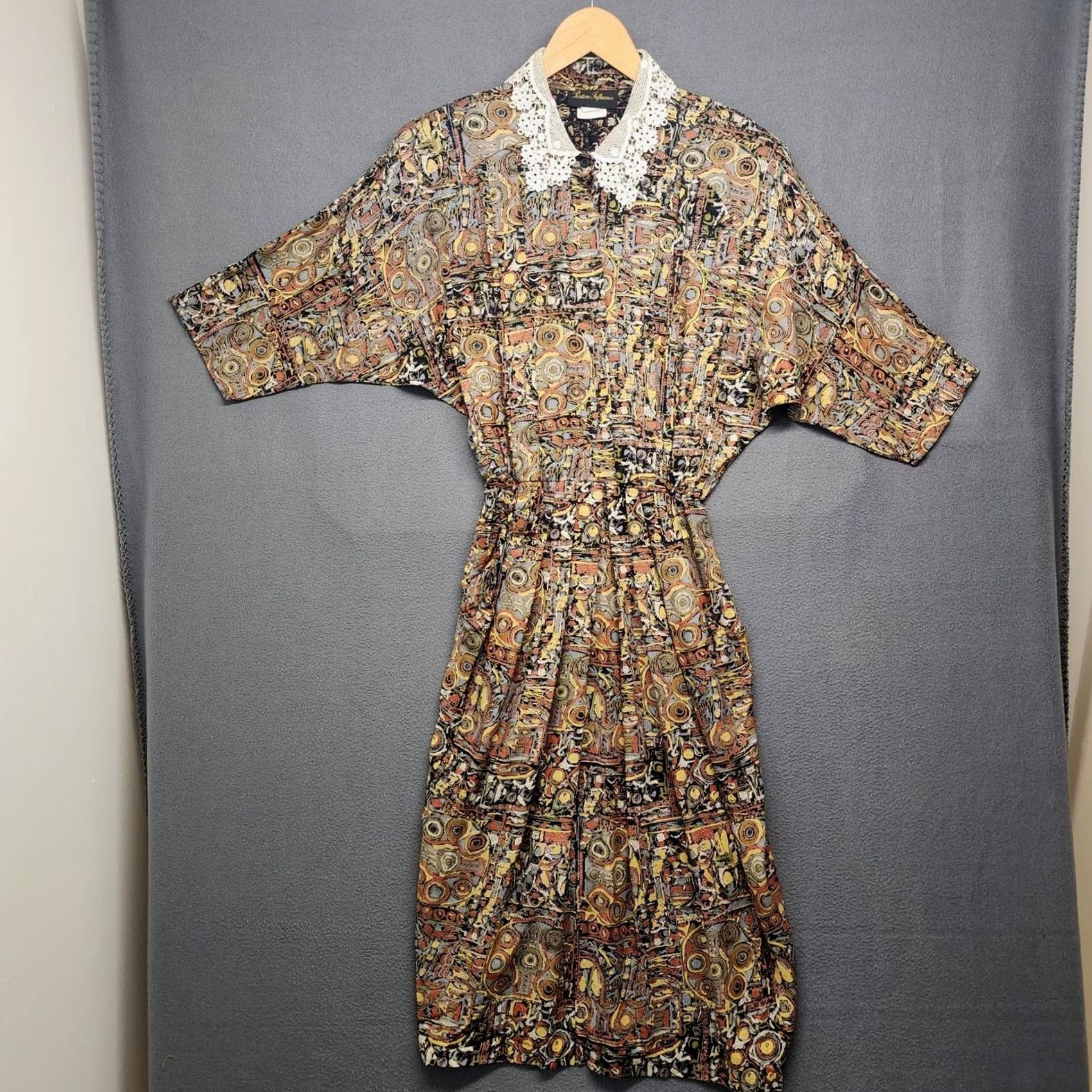 Vintage VINTAGE Positive Influence Dress Dolman Sleeve Pockets Midi Button Front Size S Womens Brown Classic Cottage 80s 90s Size S / US 4 / IT 40 - 2 Thumbnail