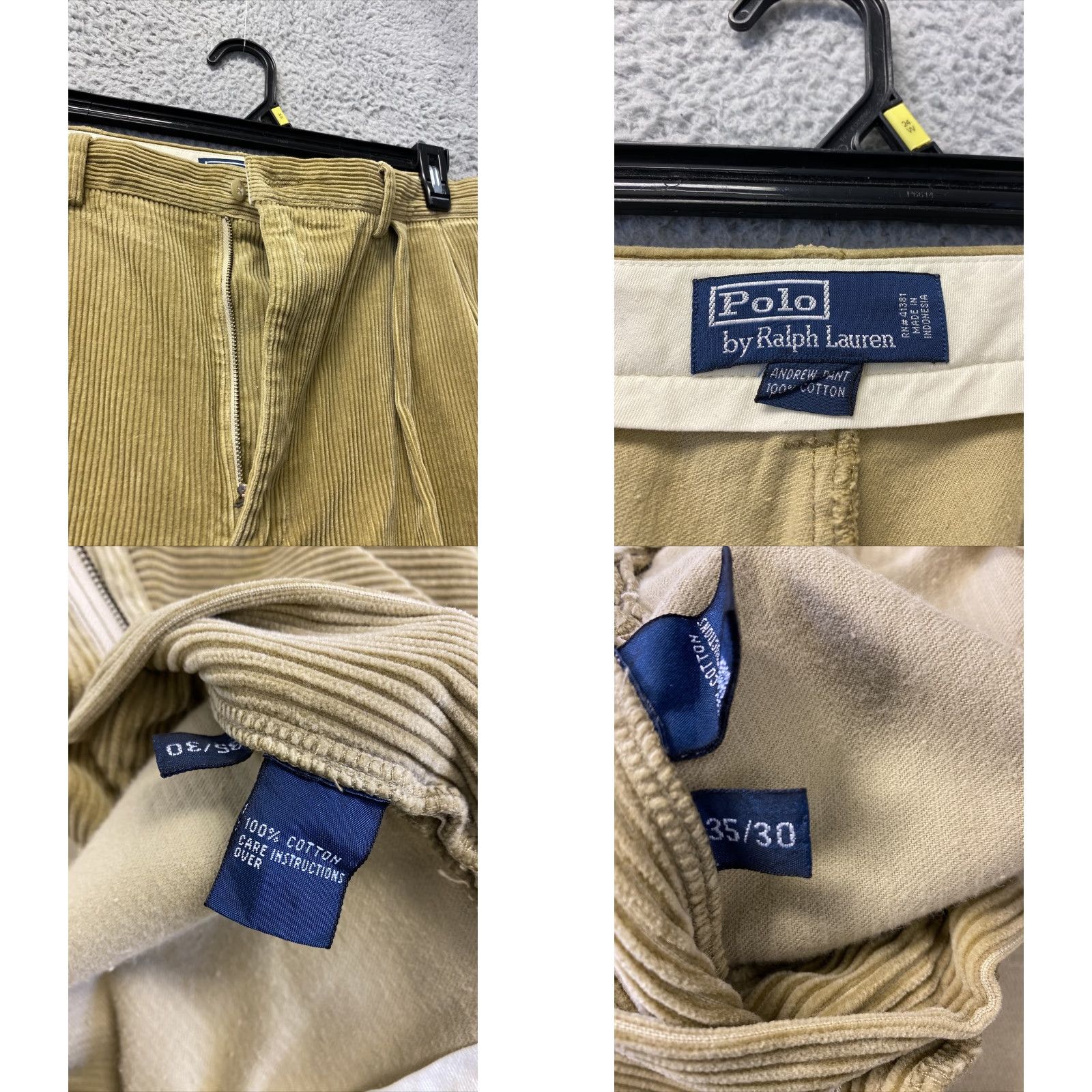 Ralph Lauren LAUREN RALPH LAUREN Corduroy Pants Casual Mens Chino 35x30 Brown Solid Regular Fit Size US 35 - 8 Thumbnail