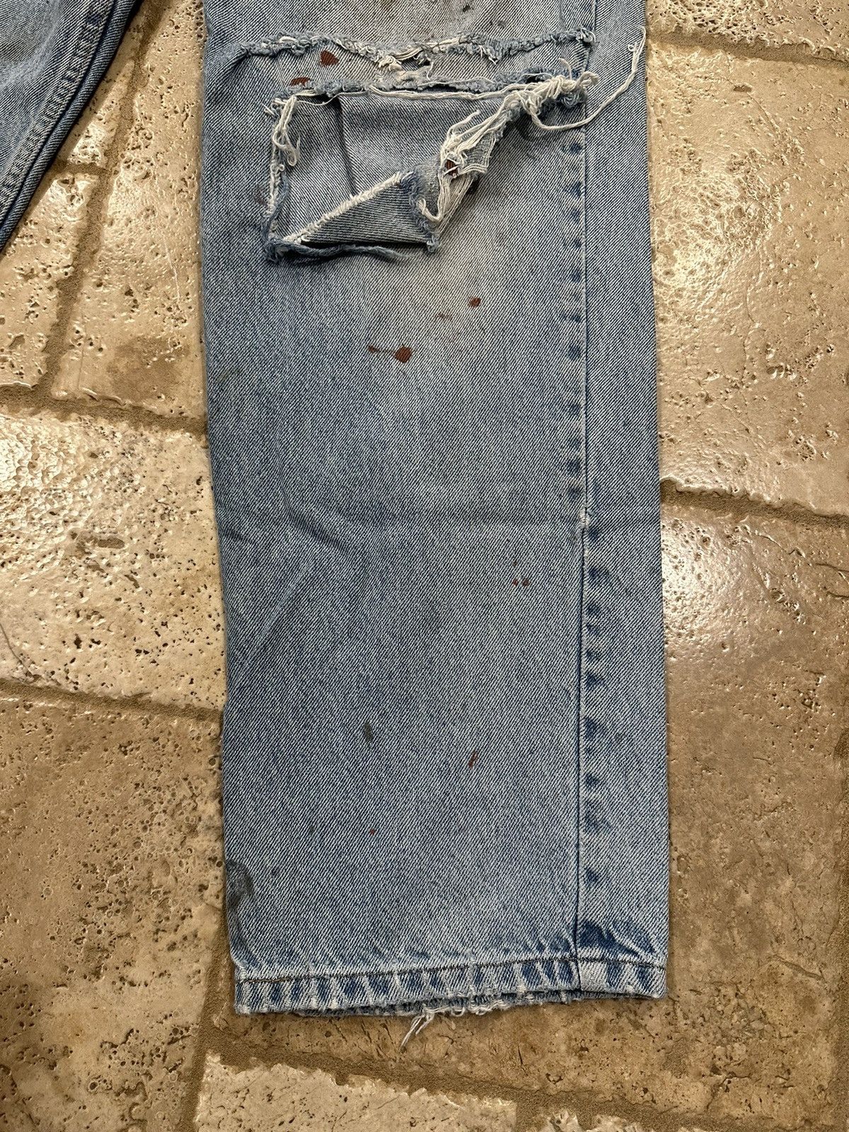 Vintage Vintage Distressed Blowout Thrashed Painter Blue Denim Jeans Size US 36 / EU 52 - 5 Thumbnail