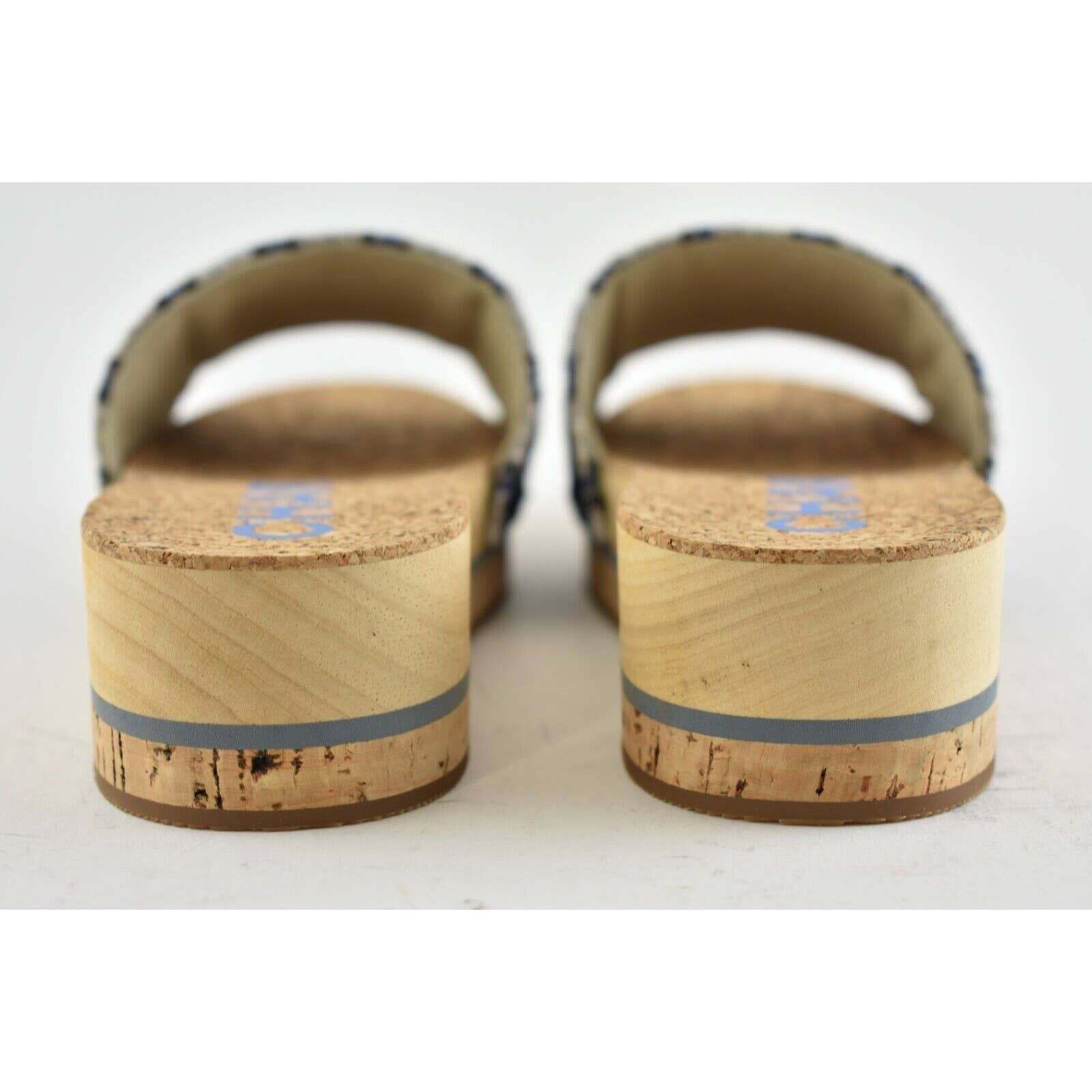 Chanel Chanel 20P Blue Tweed Denim CC Logo Cork Mule Slide Slip Size US 11 / IT 41 - 8 Thumbnail
