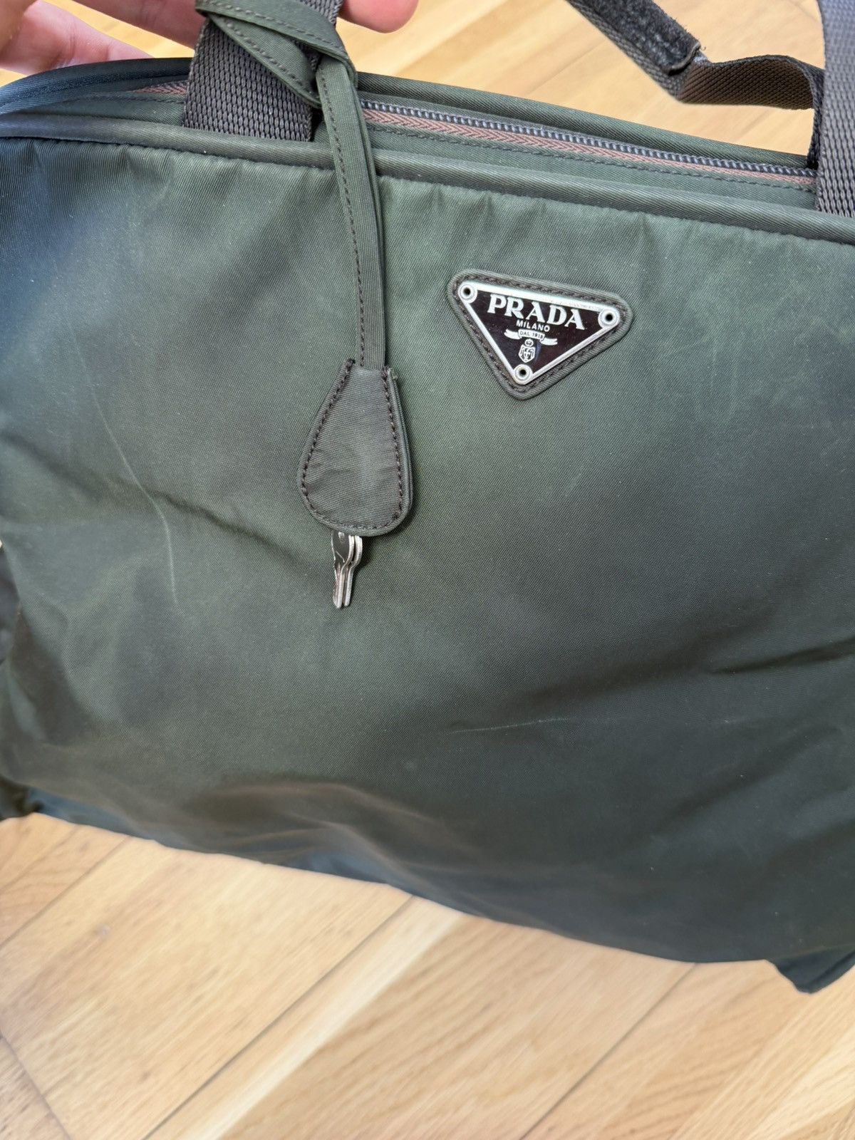 Prada Vintage Prada Tessuto Nylon Briefcase — Olive Green Size ONE SIZE - 4 Thumbnail