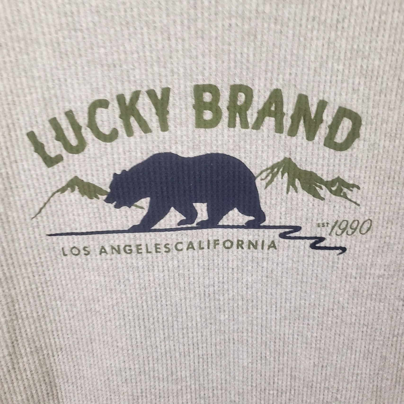 Lucky Brand Lucky Brand Henley Waffle Knit Long Sleeve Tee Gray Mens S Bear Logo New Vintage Size US S / EU 44-46 / 1 - 4 Thumbnail