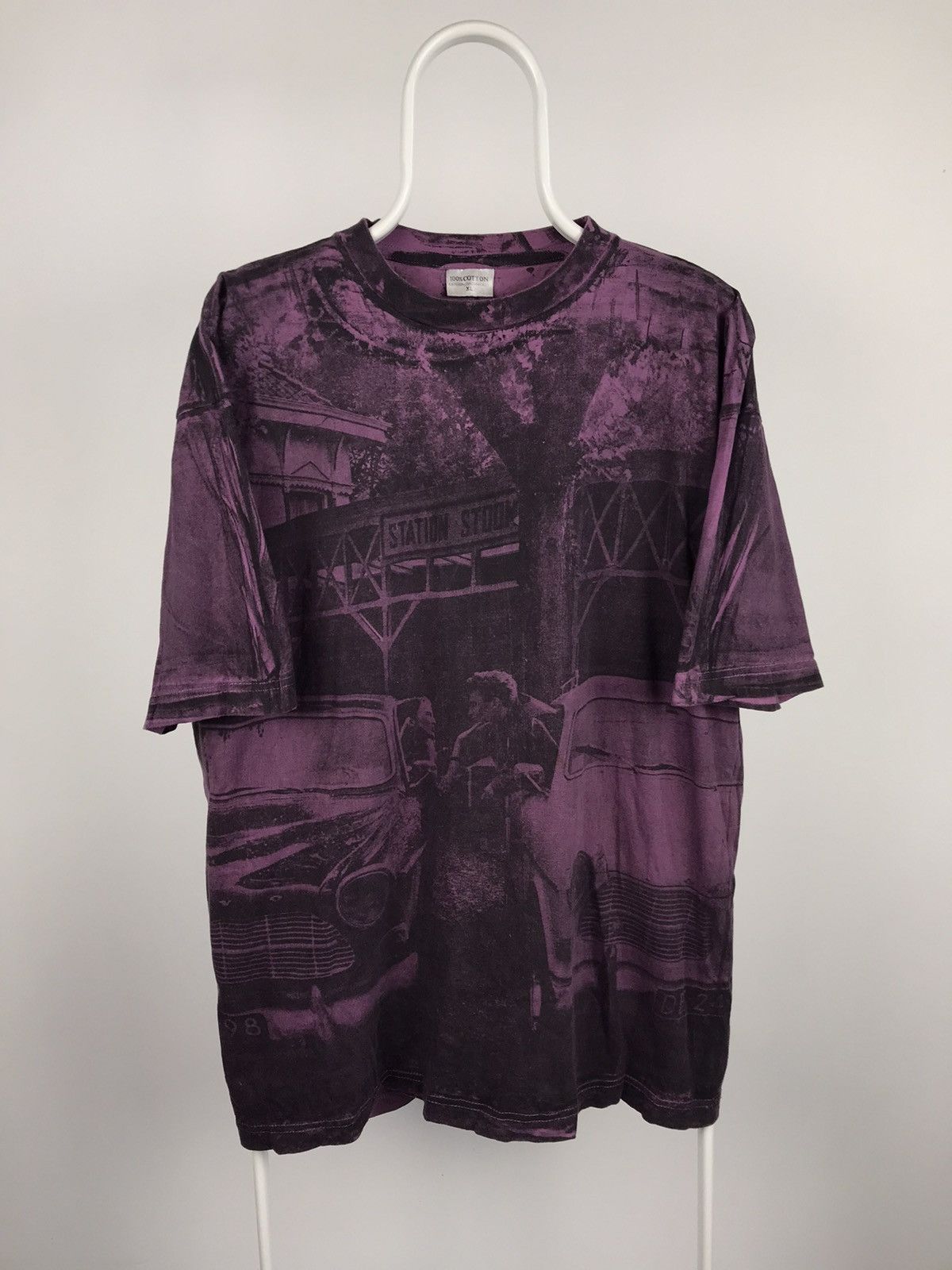 Vintage Vintage Full Printed Purple Big Logo Tee Size US XL / EU 56 / 4 - 1 Thumbnail