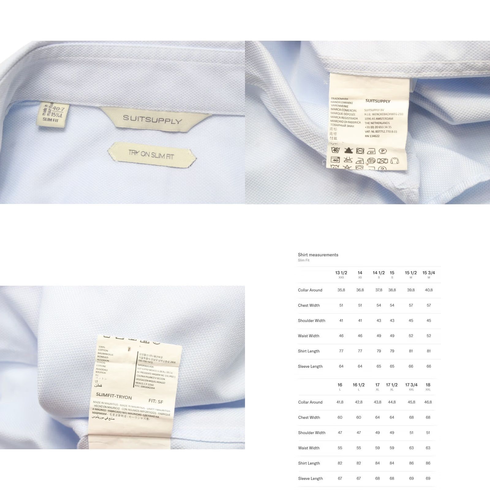 Suitsupply Suitsupply Slim Fit Formal Shirt Men's 40-7 / 15 3/4L Blue Shirt Dress Shirt Button-Up Long Sleeve Collared Slim Cotton Size 40R - 8 Thumbnail