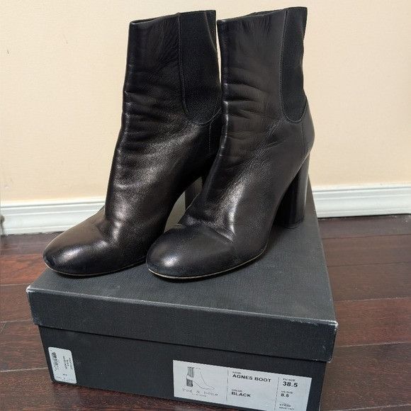 Rag & Bone Rag & Bone Agnes Ankle Leather Block Heel Boots - Black Size US 8.5 / IT 38.5 - 3 Thumbnail