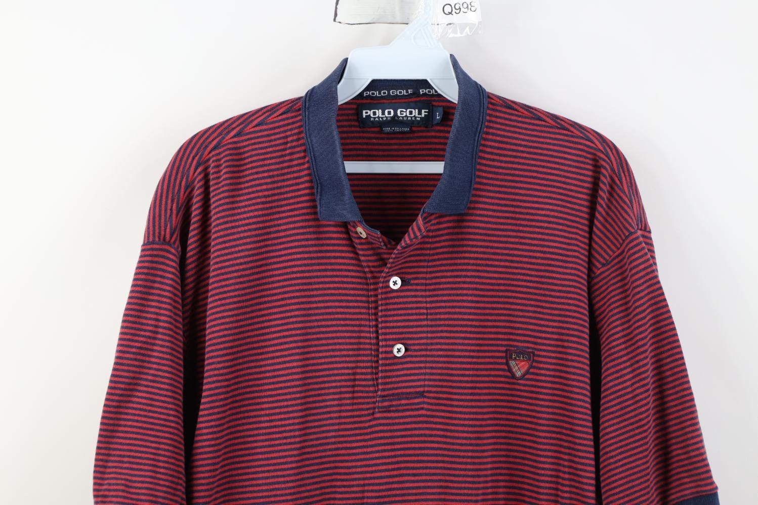 Polo Ralph Lauren Vintage 90s Polo Golf Ralph Lauren Striped Shield Crest Polo Size US L / EU 52-54 / 3 - 2 Thumbnail