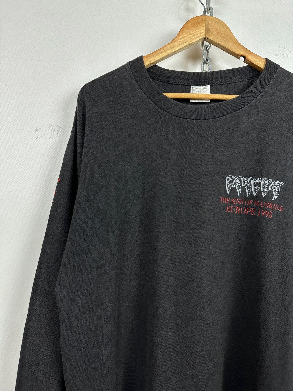Band Tees 1993 Vintage Cancer Sins Of Mankind Long Sleeve T-Shirt Size US XL / EU 56 / 4 - 15 Thumbnail