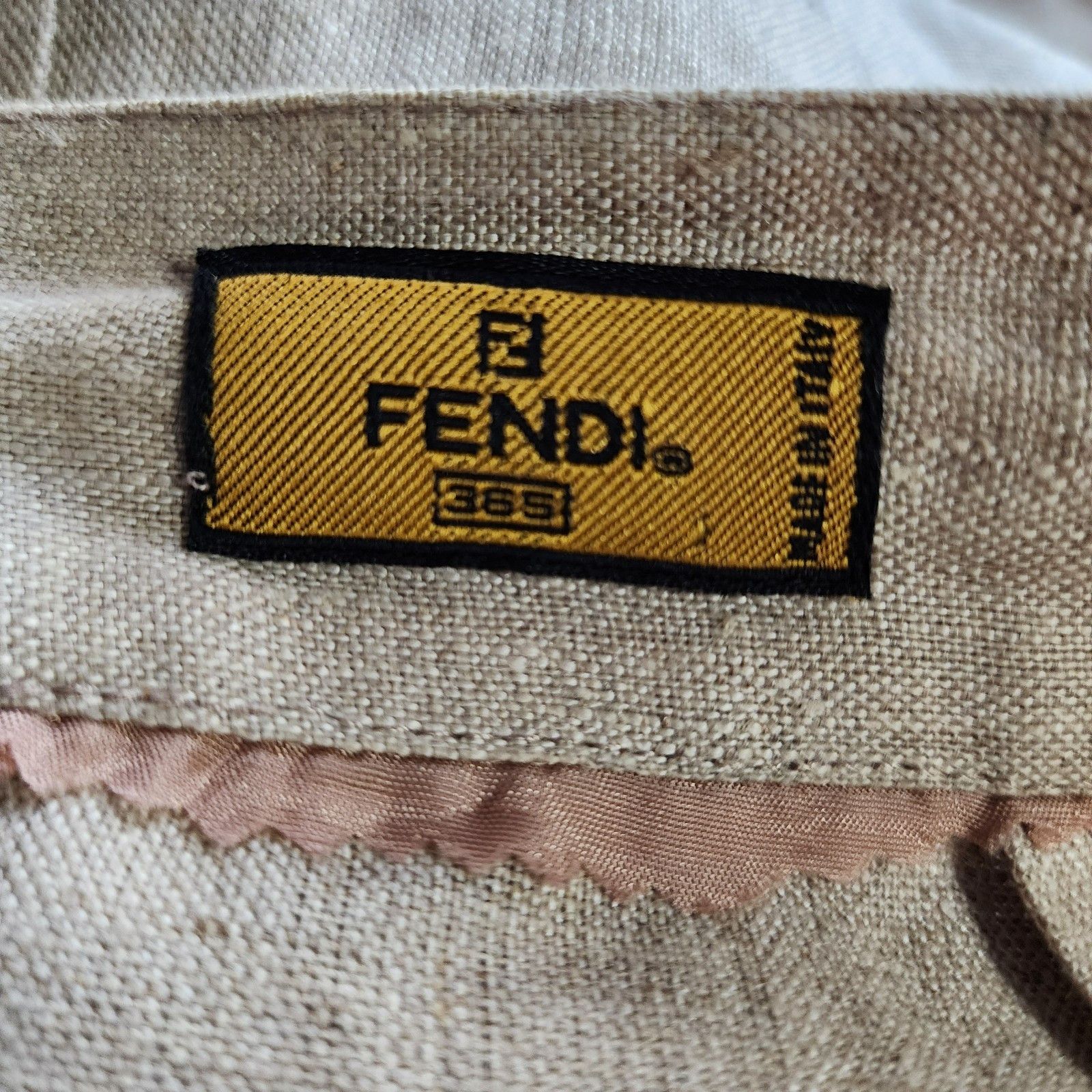 Fendi Fendi 365 Vintage Skirt XL | Linen Blend | Taupe Tan | 1980 Size 38" / US 16 / IT 52 - 4 Thumbnail