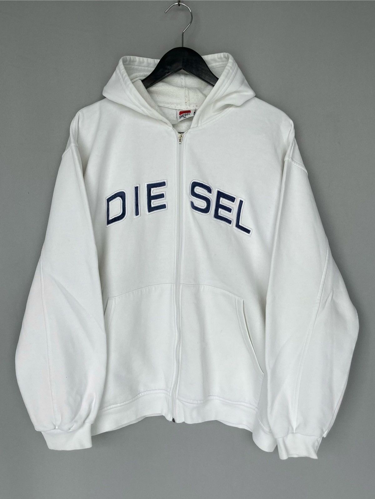 Diesel × Vintage Vintage y2k Diesel Big Logo Zip Hoodie Sweatshirt 