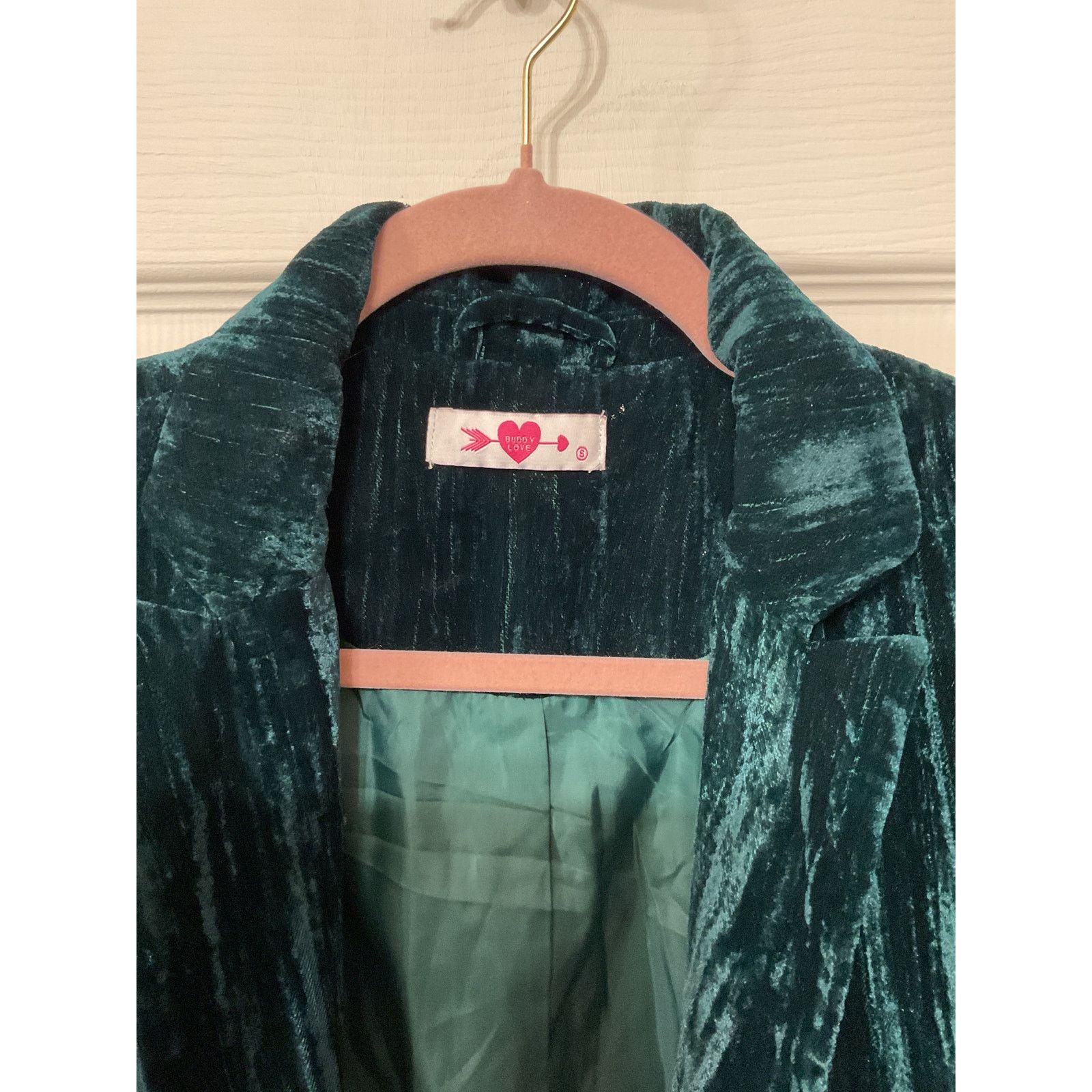 BuddyLove Buddy Love Heff Crushed Velvet Blazer in Dark Forest, size S Size S / US 4 / IT 40 - 4 Thumbnail
