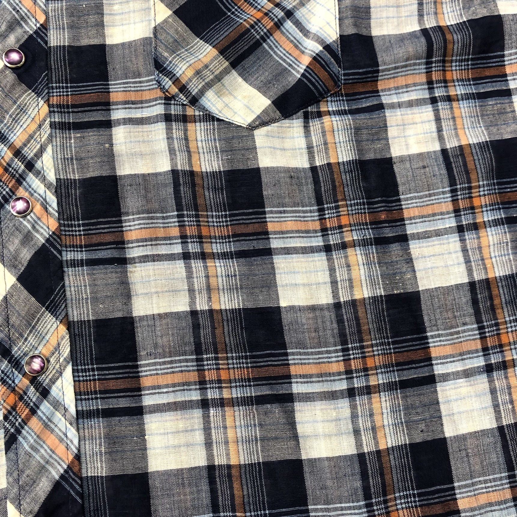 Wrangler VTG Wrangler Shirt 17.5 Blue Plaid Pearl Snap Permanent Press Long Sleeve Pocket Western Cowboys American 70s 80s Vintage Men Size US XXL / EU 58 / 5 - 6 Thumbnail