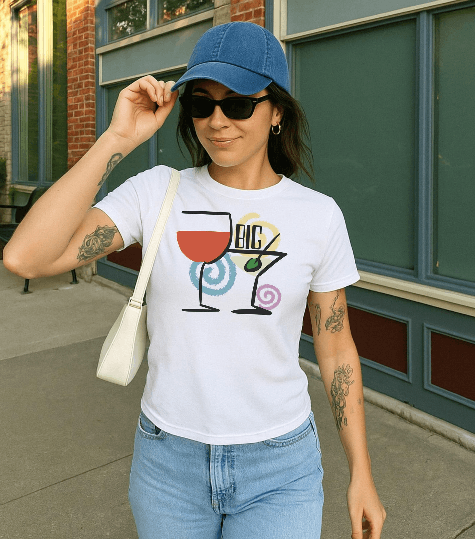 Other Big Little Sorority Baby Tee – Retro Cocktail Y2K Style Size M / US 6-8 / IT 42-44 - 3 Thumbnail