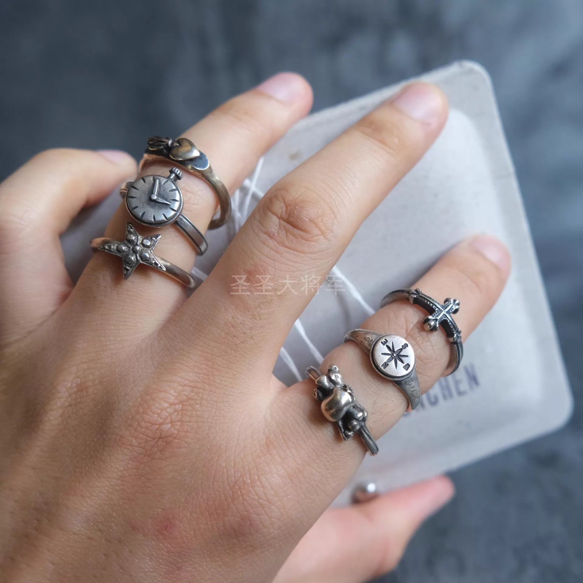 Werkstatt Munchen Werkstatt Munchen M1711 Minimal Symbol Sterling Silver Ring Size ONE SIZE - 4 Thumbnail