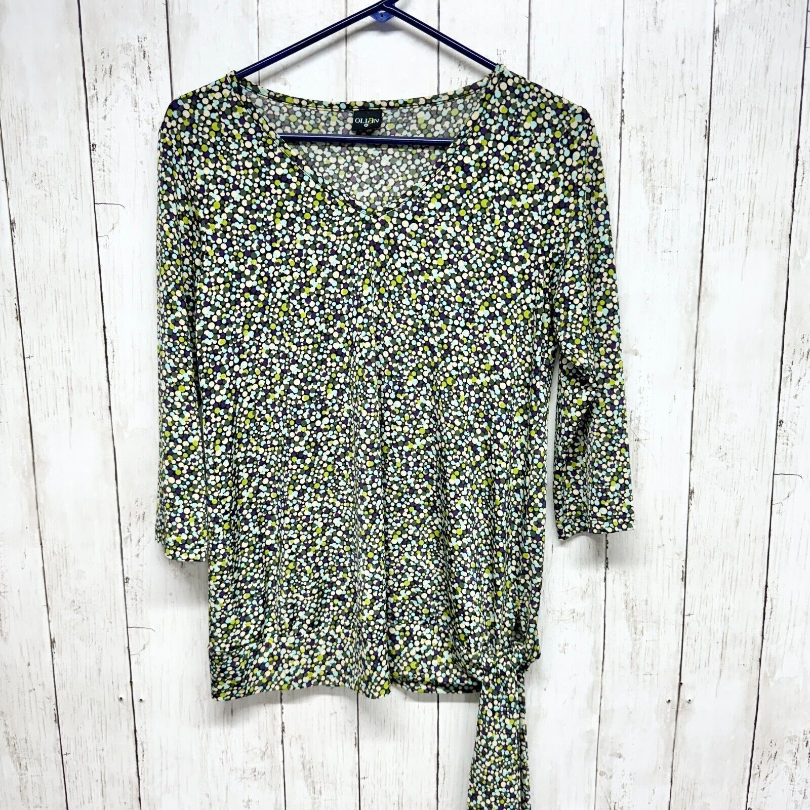 Other Olian Top Size Medium Long Sleeve Polka Dot Shirt Swoop Neck Size M / US 6-8 / IT 42-44 - 1 Thumbnail