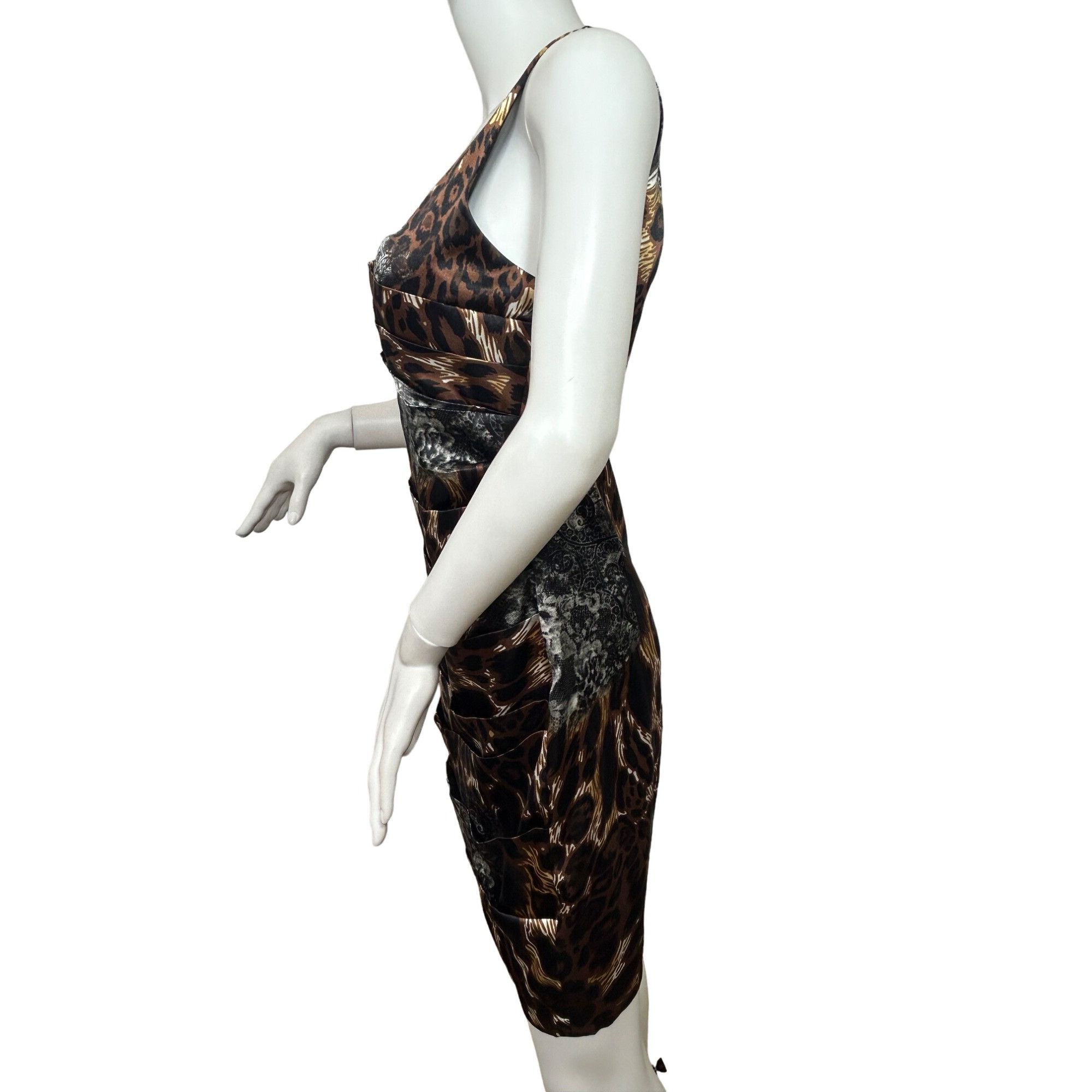 Other Bisou Bisou Dress 4 Mini Animal Print Brown Grey Sleeveless Size S / US 4 / IT 40 - 4 Thumbnail