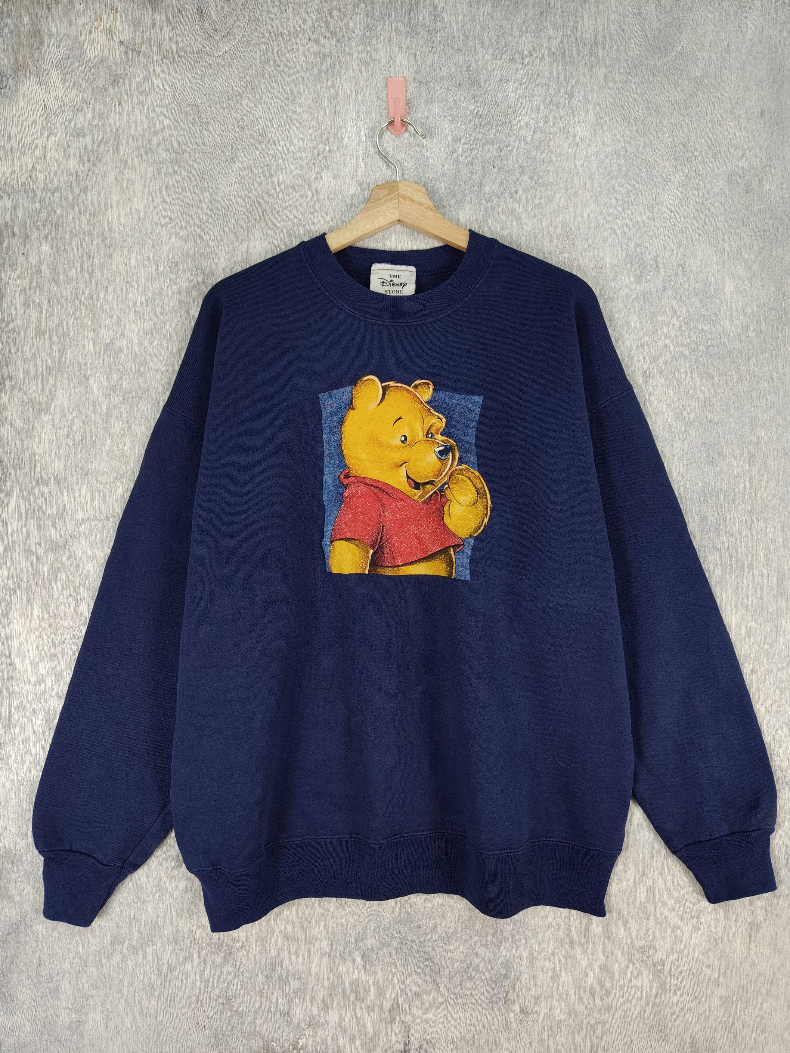 image of Cartoon Network x Disney Vintage Disney Winnie The Pooh Cartoon Sweatshirt in Blue, Men's (Size XL)