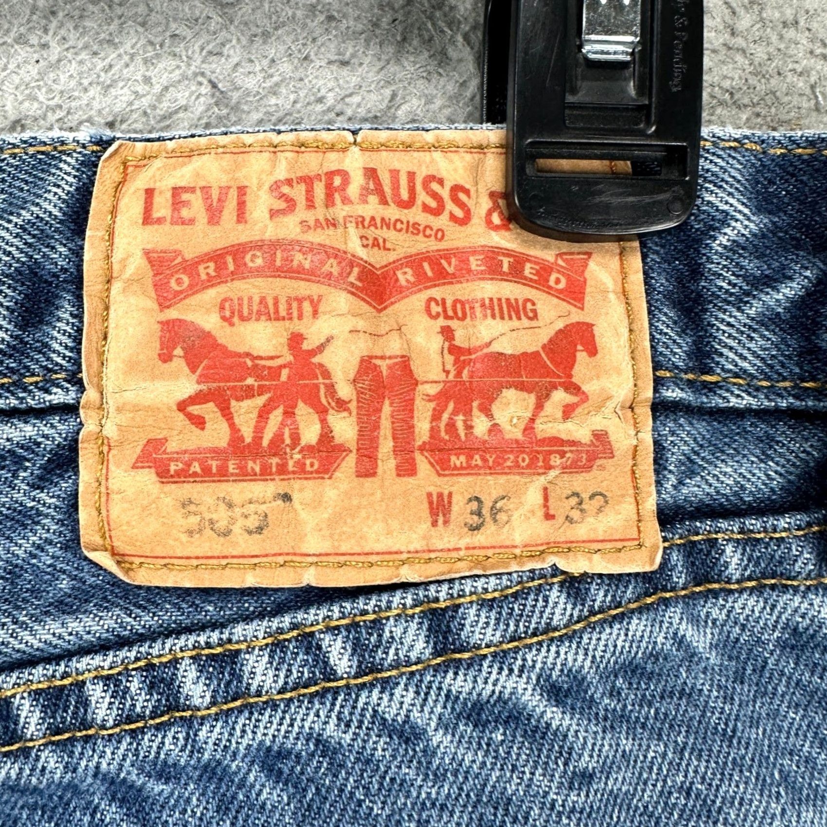 Levi's Levi's 505 Jeans Straight Mens 36X32 Blue Light Washed Red Tab Denim Pocket Size US 36 / EU 52 - 4 Thumbnail
