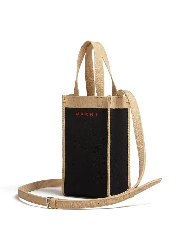 Marni o1w1db11125 Size :OS /Logo Print Shopper Tote in Black Size ONE SIZE - 2 Thumbnail