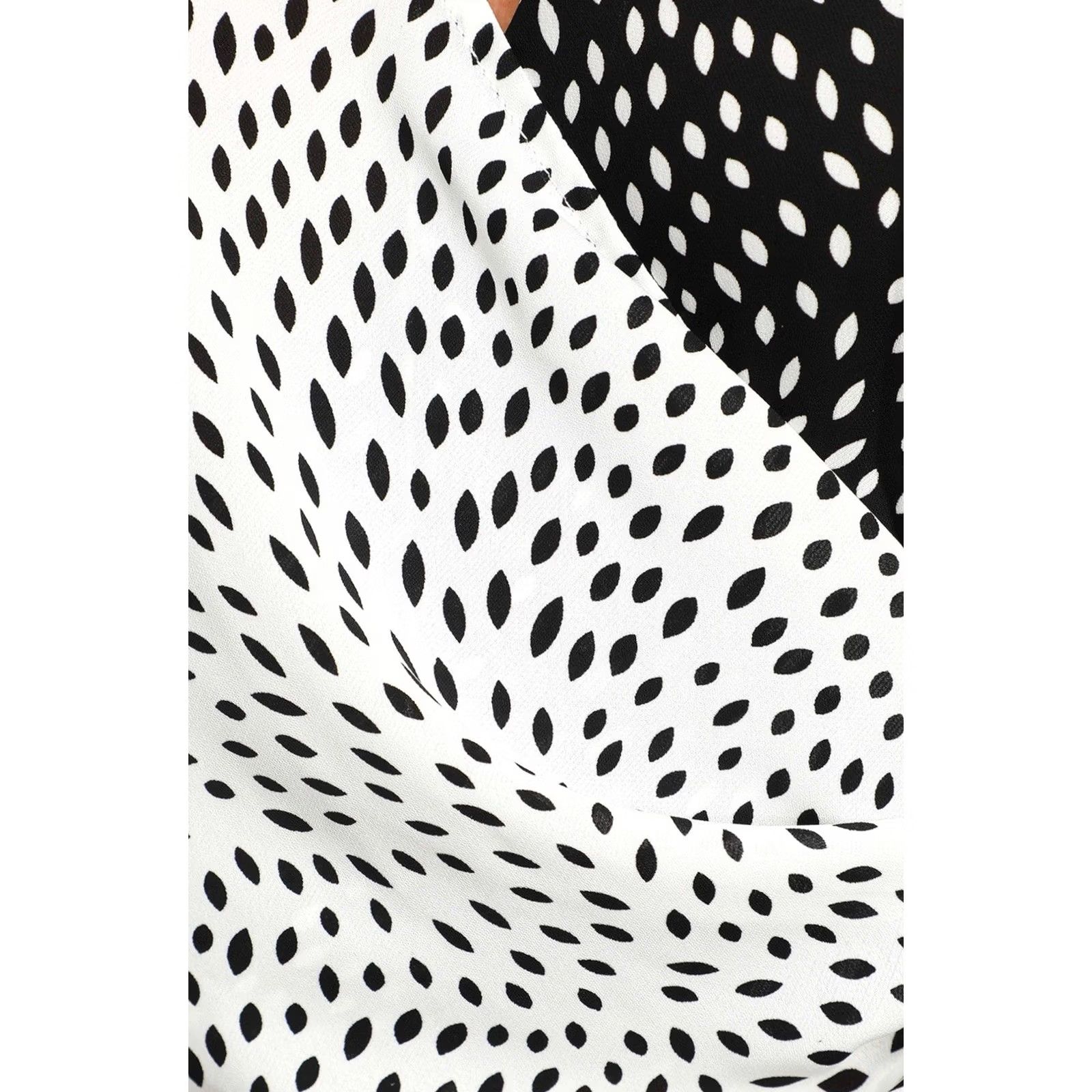 Lulus Lulus Cropped You Dot It Two-Tone Long Sleeve Wrap Top XS Women Shirt Blouse Multicolor Polka Dot Cruella Style Size XS / US 0-2 / IT 36-38 - 6 Thumbnail