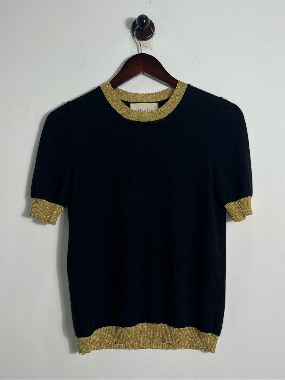 Gucci Gucci Black Gold Trim Knit Sweater Size L Size L / US 10 / IT 46 - 1 Thumbnail