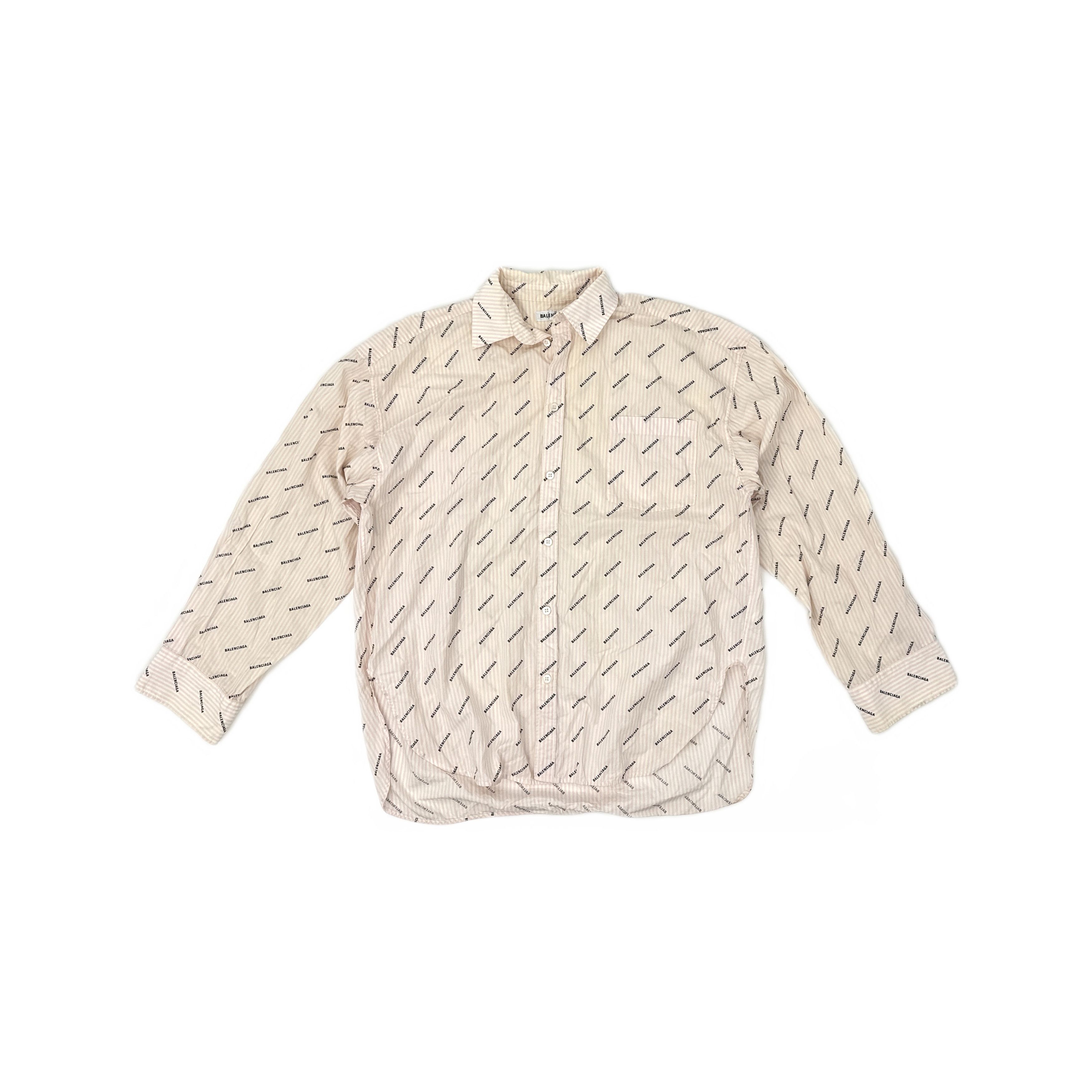 Balenciaga Balenciaga Logo Striped Button Up Shirt Size 36 Size XS / US 0-2 / IT 36-38 - 1 Thumbnail