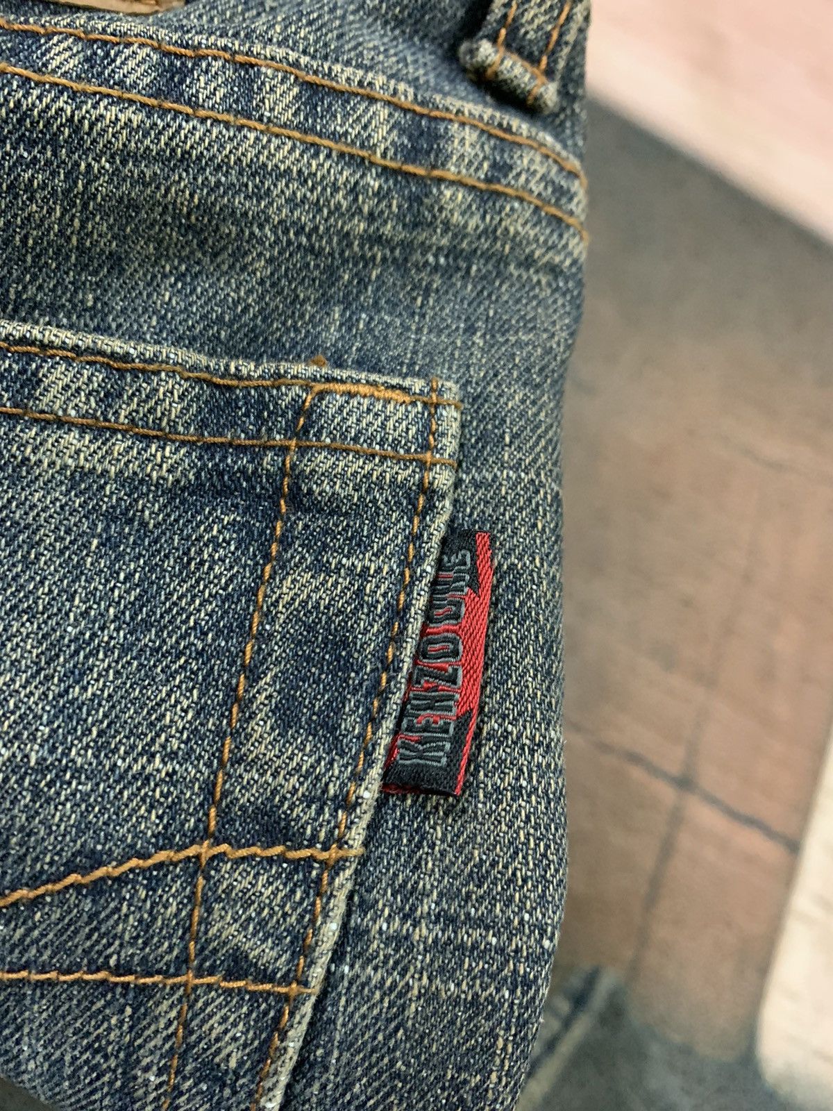 If Six Was Nine FLARED RUSTY WASH jeans with claw mark faded design Size US 29 - 13 Thumbnail