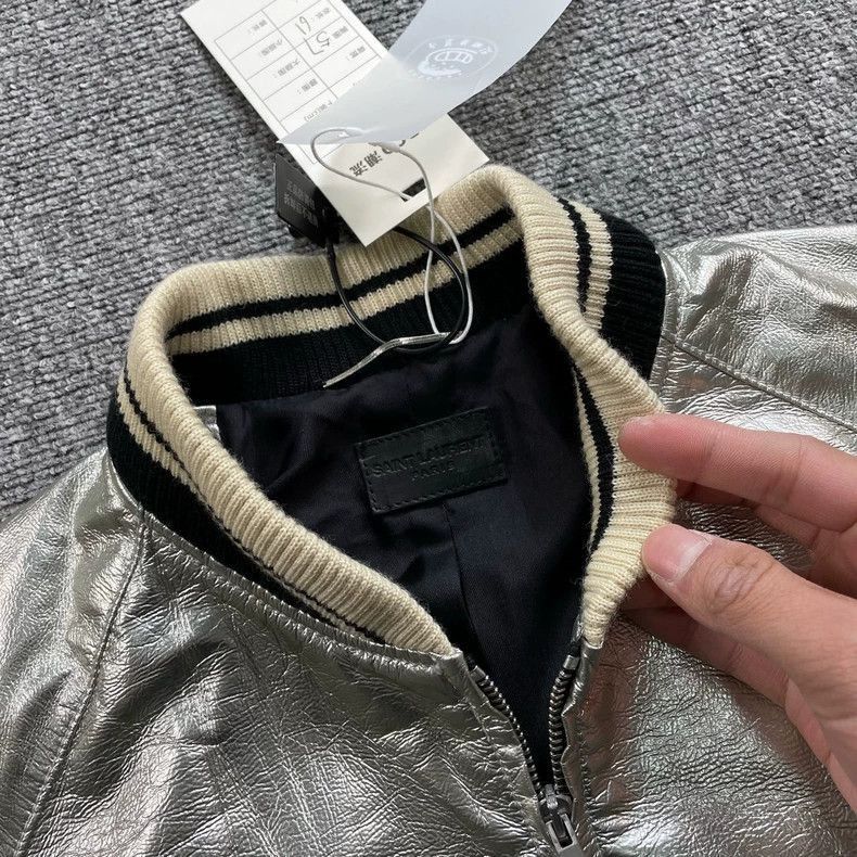 Saint Laurent Paris Saint Laurent Paris Silver Saint Laurent Bomber Jacket in Size US XL / EU 56 / 4 - 3 Thumbnail